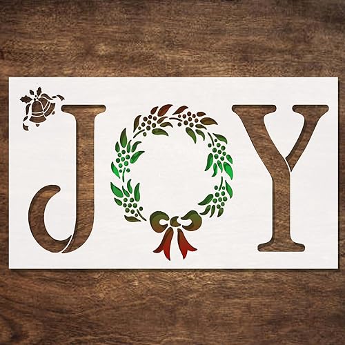 Plantilla de alegría extra grande (17.5 x 10 pulgadas), plantilla de Navidad para manualidades, letreros de madera, plantillas de pintura,