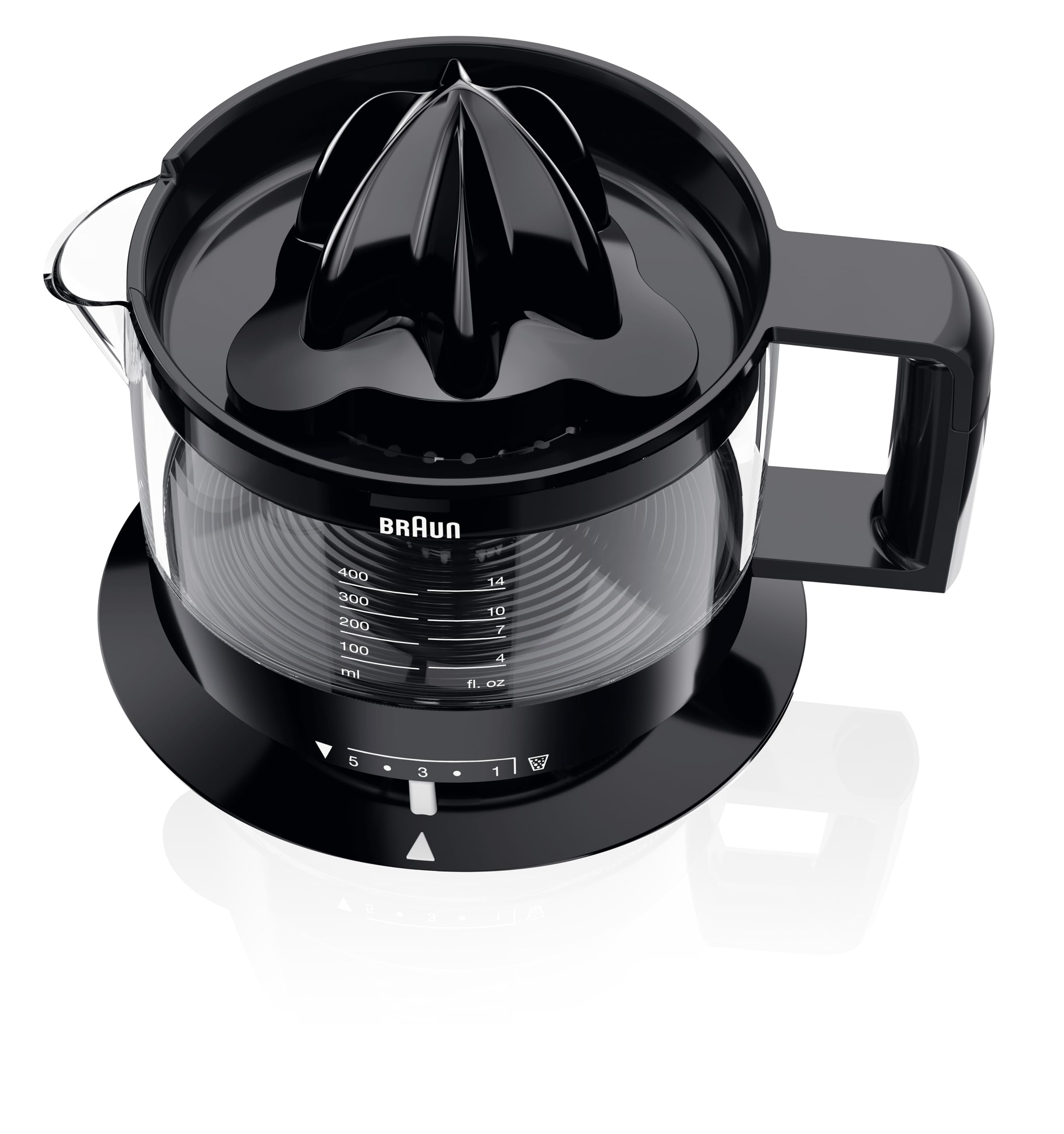 Braun Presse Agrume Electrique CJ3000BK, Jus d'Orange, Citron, Pamplemousse, Bol 350 ml, 20 W, Blanc