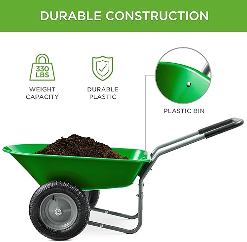 Miniatura 10 de Best Choice Products carretilla de jardín para hogar con doble rueda