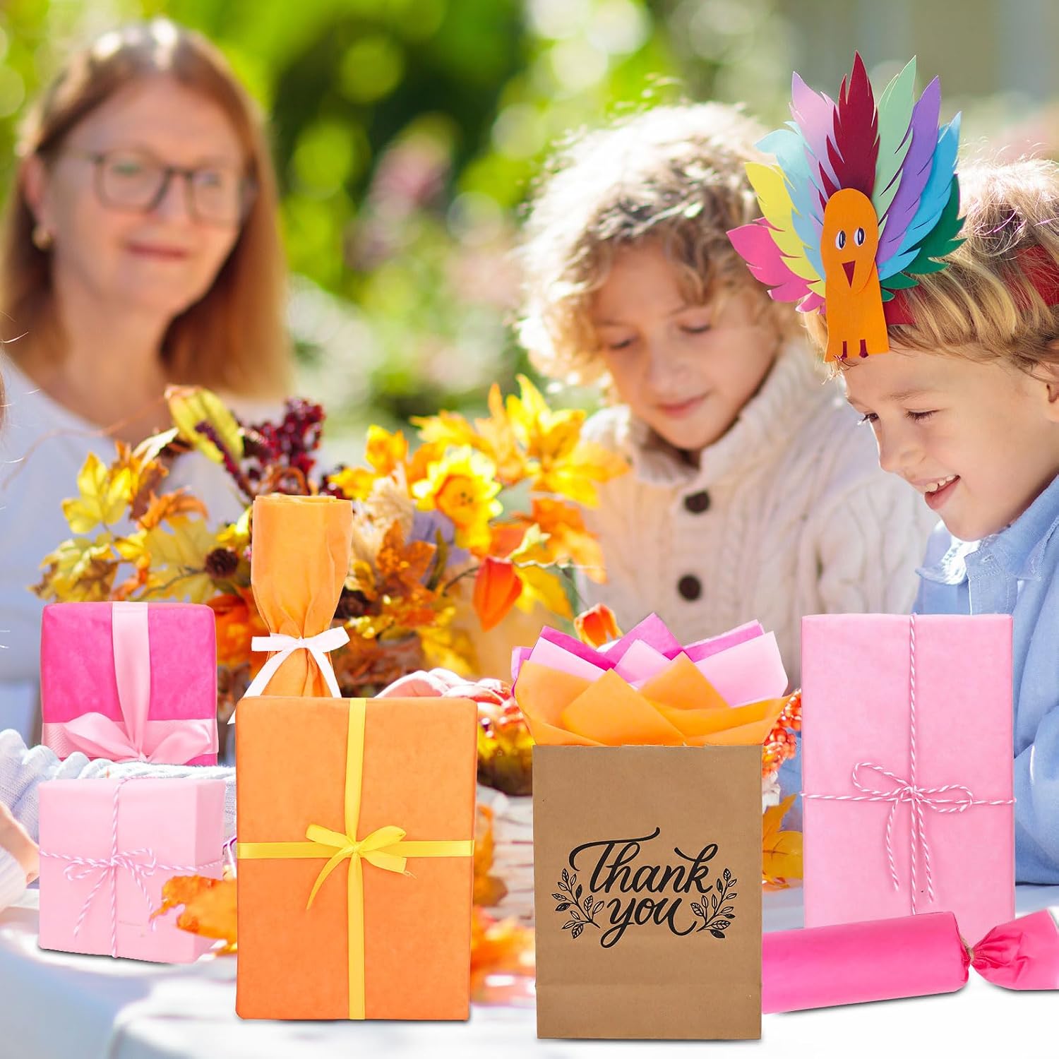 Whaline 90 Sheets Pink Orange Tissue Paper Hot Pink Burnt Orange Gift Wrapping Paper Solid Colored DIY Craft Tissue for Fall Autumn Thanksgiving Wedding Birthday Baby Shower Party, 13.8 x 19.7 Inch