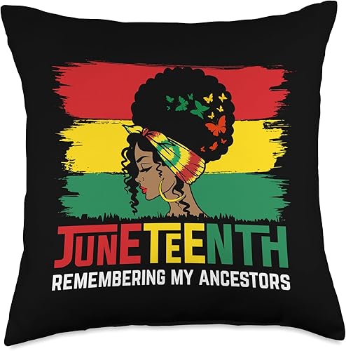 Black History Month Pride African Women Design Juneteenth Remembering My Ancestors Celebrate Black Freedom - Almohada de 18 x 18 pulgadas, multicolor