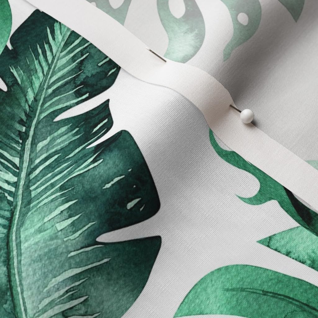 Spoonflower Fabric - Watercolor Tropic Jungle Summer Pattern Tropical Palm Monstera Leaves Printed on Cotton Poplin Fabric by The Yard - Sewing Shirting Quilting Dresses Apparel Crafts