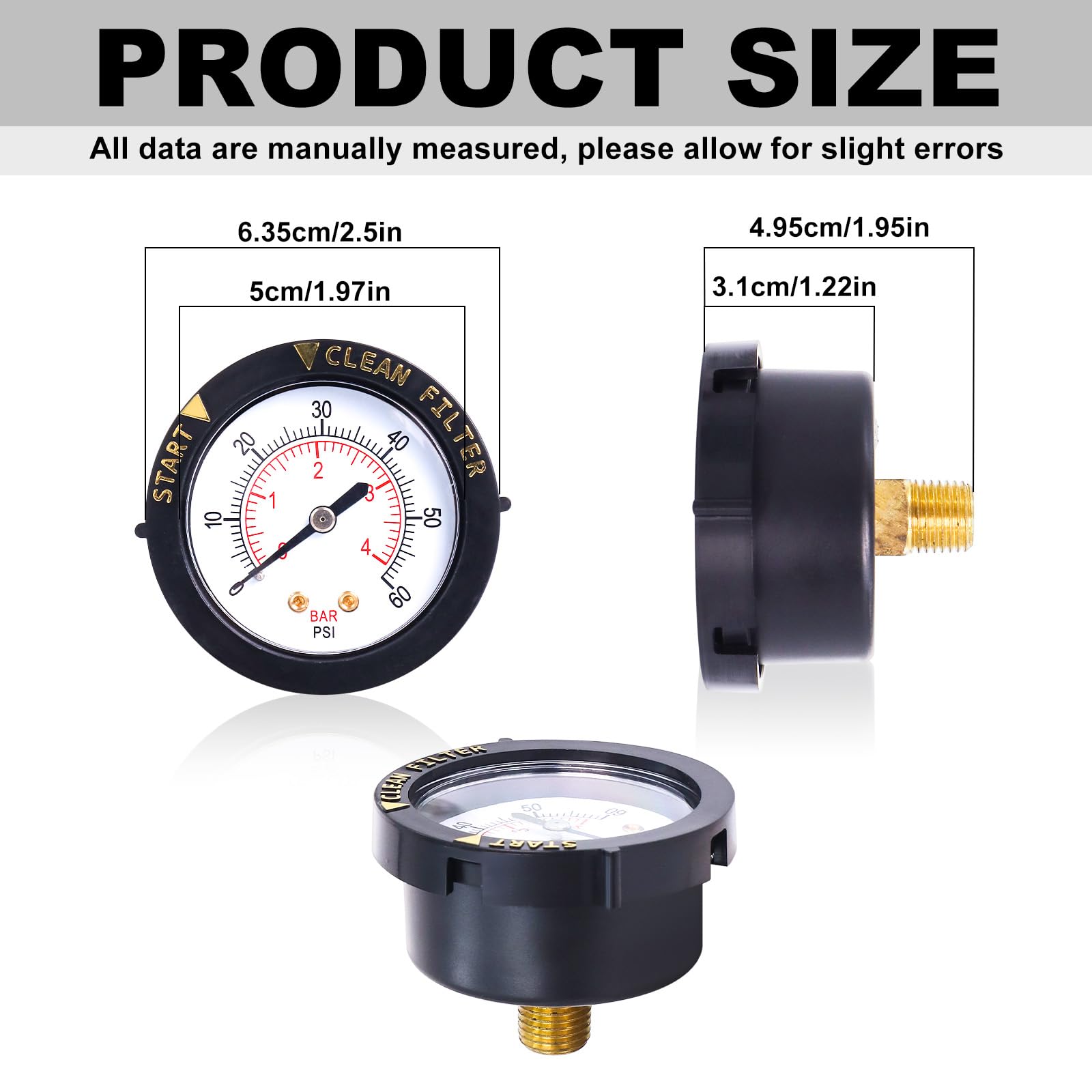N. ୨୧ Amazon.com: 190059 Rear Mount Pressure Gauge Compatible with Pen