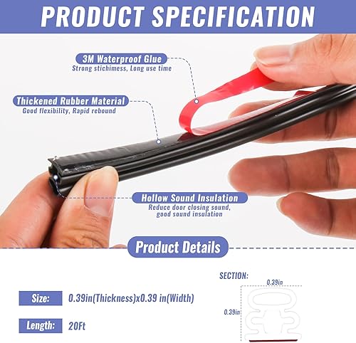 Miniatura 2 de Burlete de goma en forma de D para puertasventanas, autoadhesivo, a prueba de sonido, para marco de puerta, ventana, bloqueador de huecos