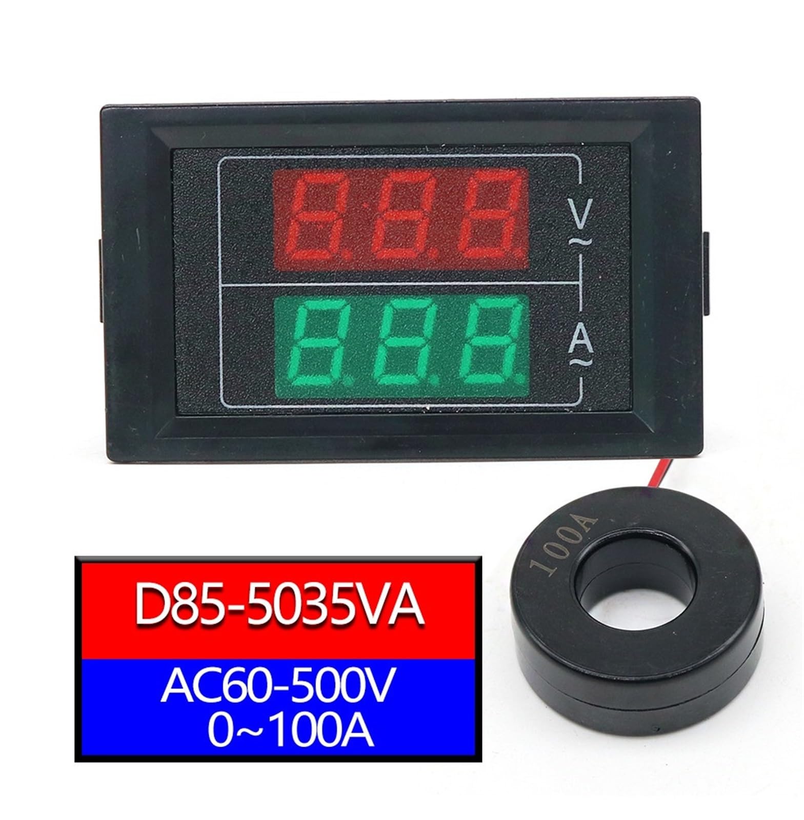 D85-5035VA LCD Podwójny cyfrowy panel wyświetlacza AC 0,01A-100A Tester AC60-500V Wbudowany tester 1 szt