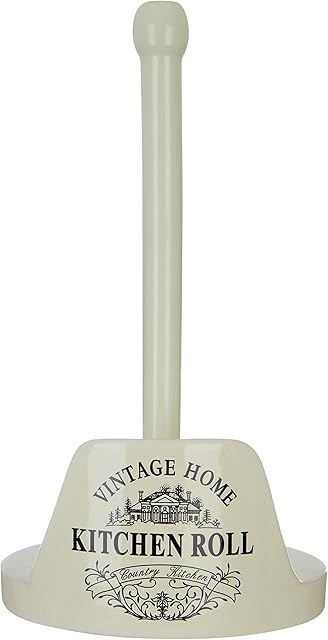 Premier Housewares Vintage Home Kitchen Roll Holder, Cream, Dolomite, Pine Wood, 27 x 18 x 18 cm