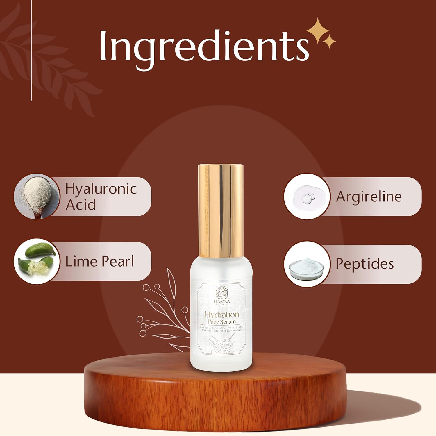 Diwali Sale Hamsa Radiance Hydration Face Serum(30 Ml) Enriched With Argireline, Hyaluronic Acid, 17 Amino Acids, Peptides, Pre Biotics | For Men &Amp; Women