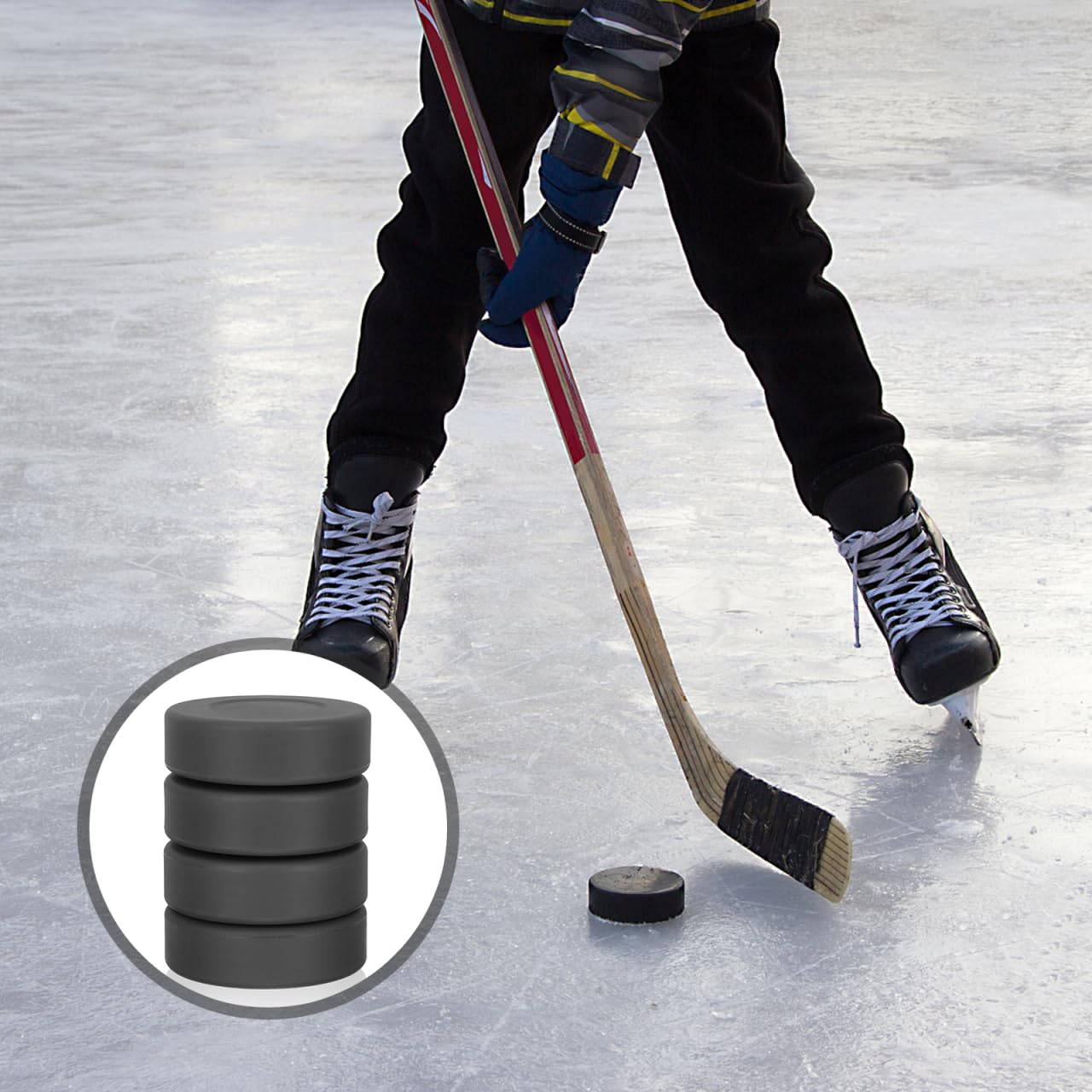 VANZACK Eishockey Pucks, Inline Hockey Puck Street Hockey Puck Spiel Trainings Pucks Gummi-Trainingspucks für Kinder und Erwachsene 4 Stück