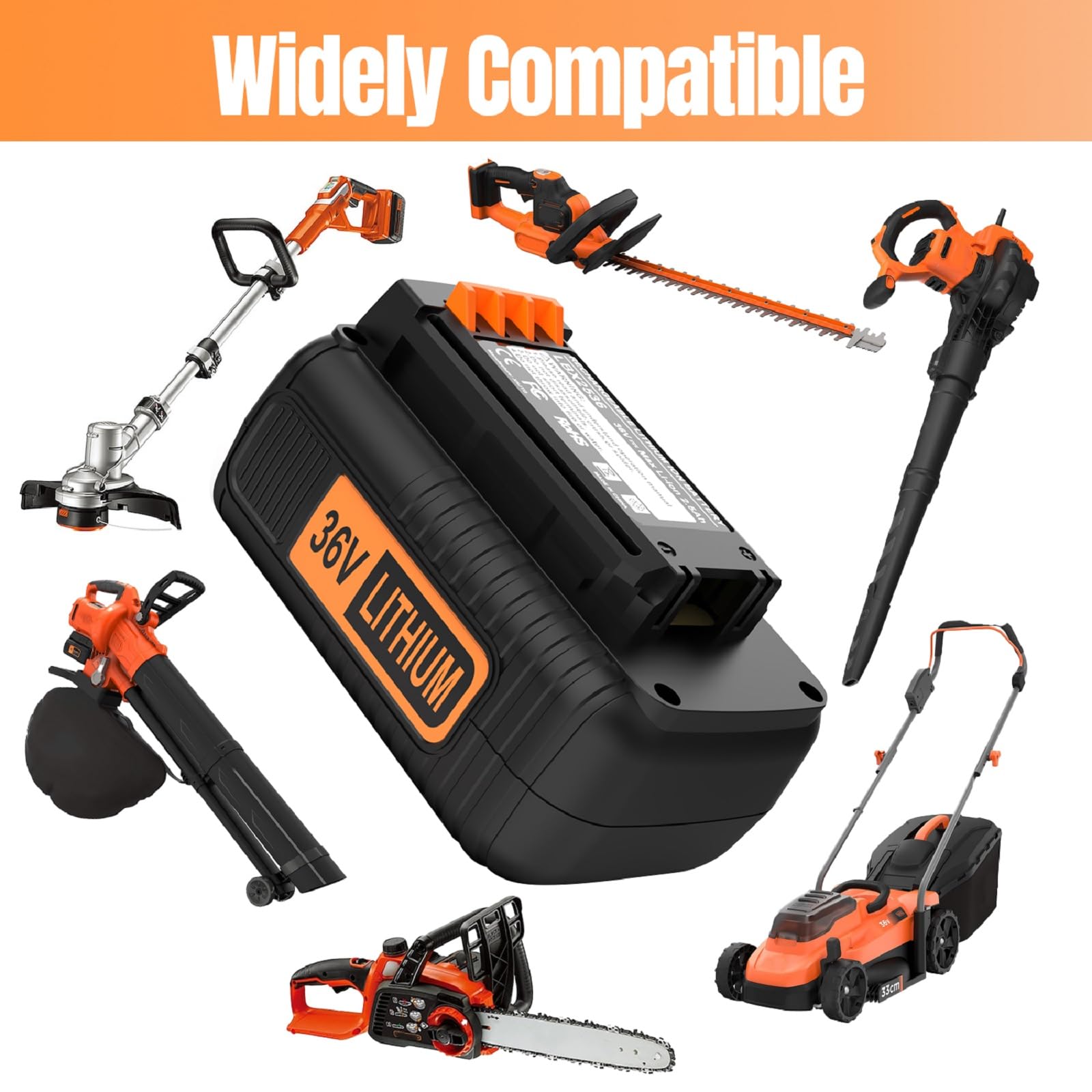 ENERGUP 36V 2500mAh Batteria di Ricambio per Black Decker Batteria 36V BL20362 LBX2040 BL2536 LBXR36 LBXR2036 LBX36 LBX1540 LBX2540 LST540