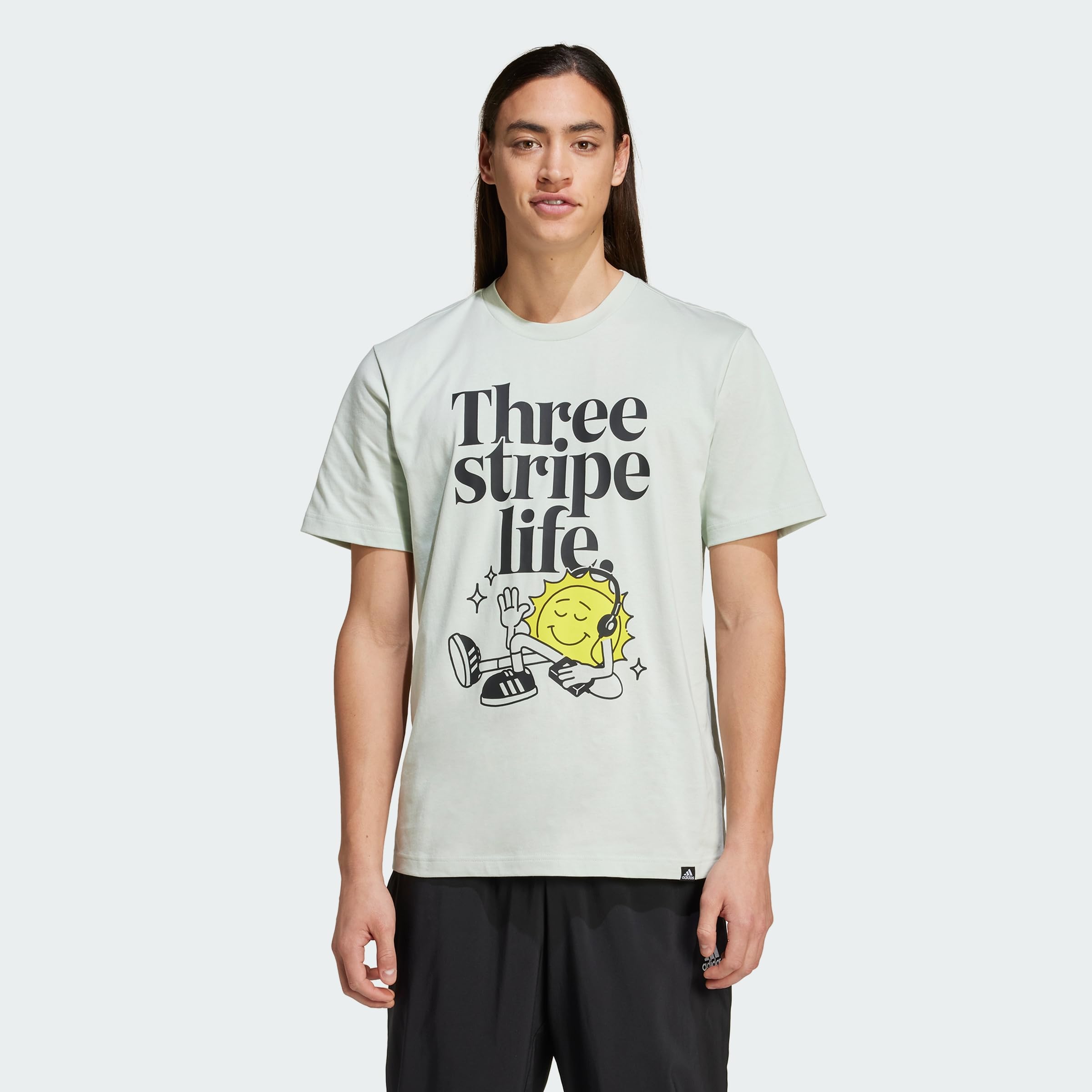 adidas Men's Positivity Graphic TEE, Linen Green F22, M