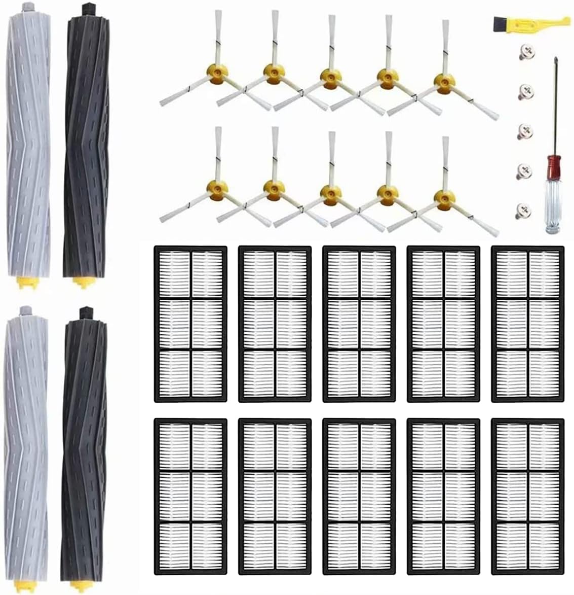 MZY LLC 23 Pack Replacement Parts for iRobot Roomba 800 900 Series 960 850 860 870 871 880 890 980 985 Vacuum Cleaner, Replenishement Kit with 2 Set Debris Extractor + 6 Filters + 3 Side Brushes