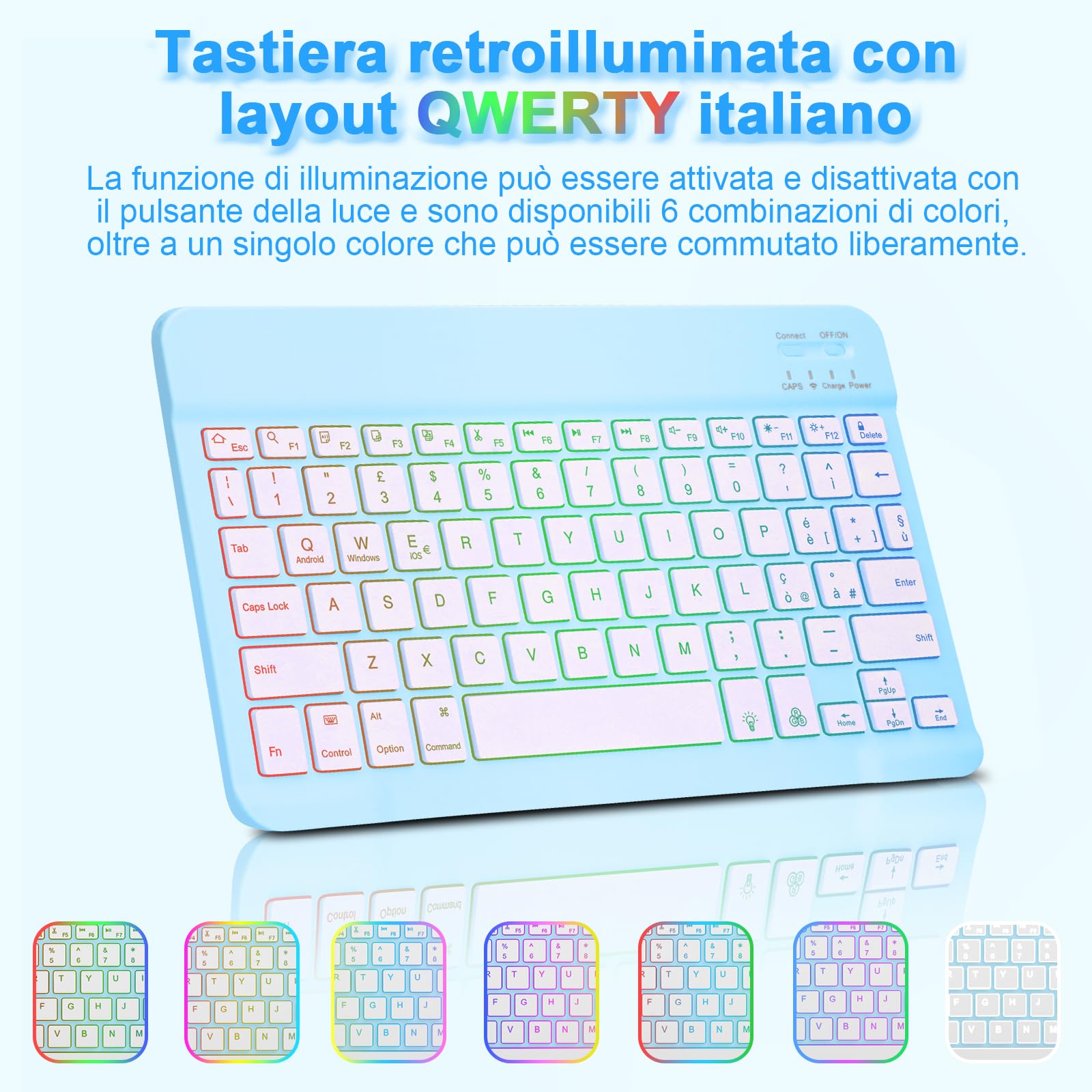 Bettdow Tastiera Custodia per Samsung Galaxy Tab A9+ 2023/A11+ 2025 11", Layout Italiano Tastiera Retroilluminata Staccabile e Cover per Tab A9 Plus/A11 Plus 11" SM-X210/X215/X216/X230/X236, Blu