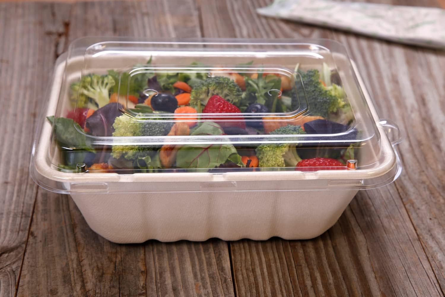 CiboWares 7 Inch x 9 Inch Disposable PET Lids for Molded Fiber Tubs, Case of 200