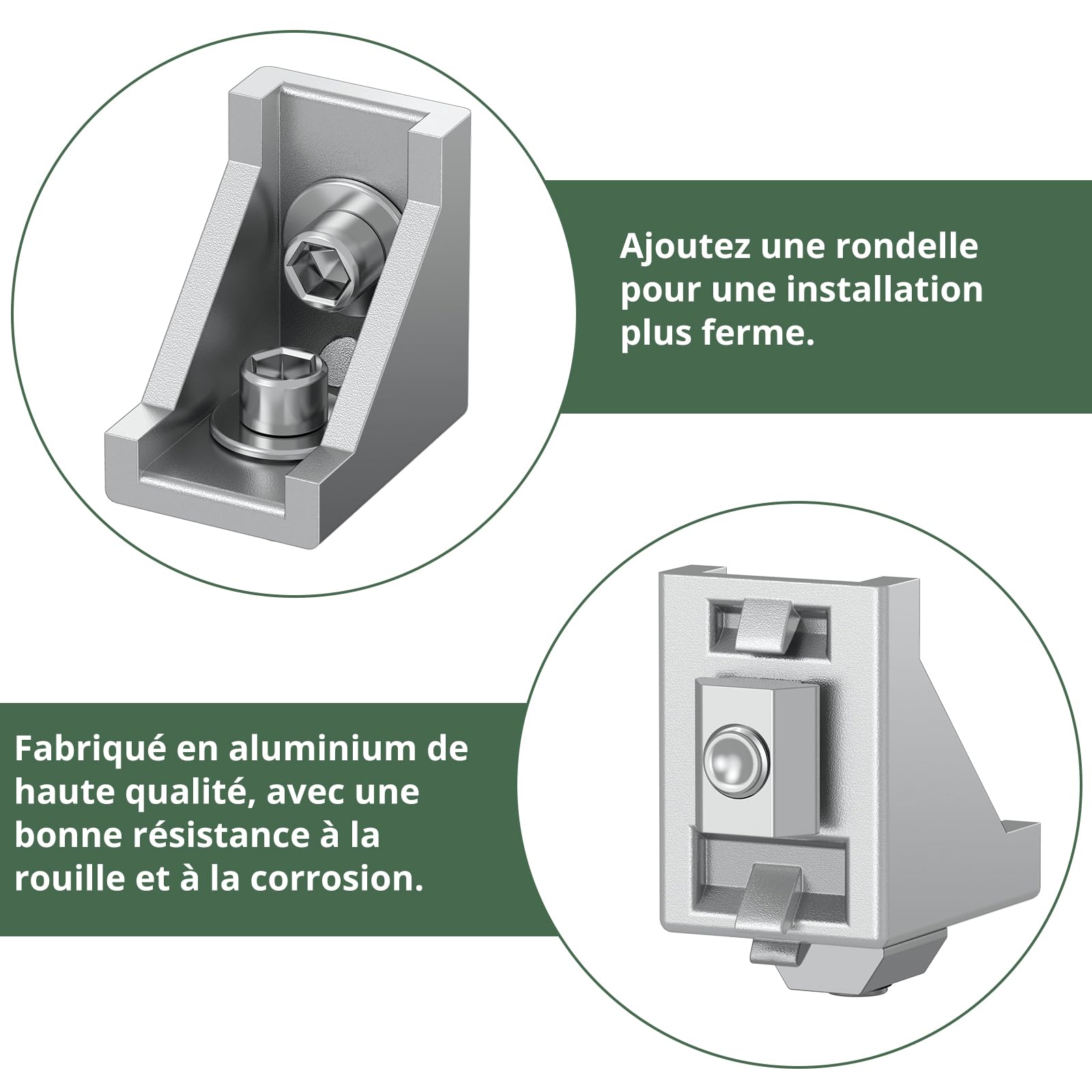 EYPINS 20 pièces Équerres de Fixation Aluminium 28x28x20mm - Pour Profilé à Rainure 6mm - Connecteurs d'Angle Droit avec Boulons M5x10mm - Série 2020