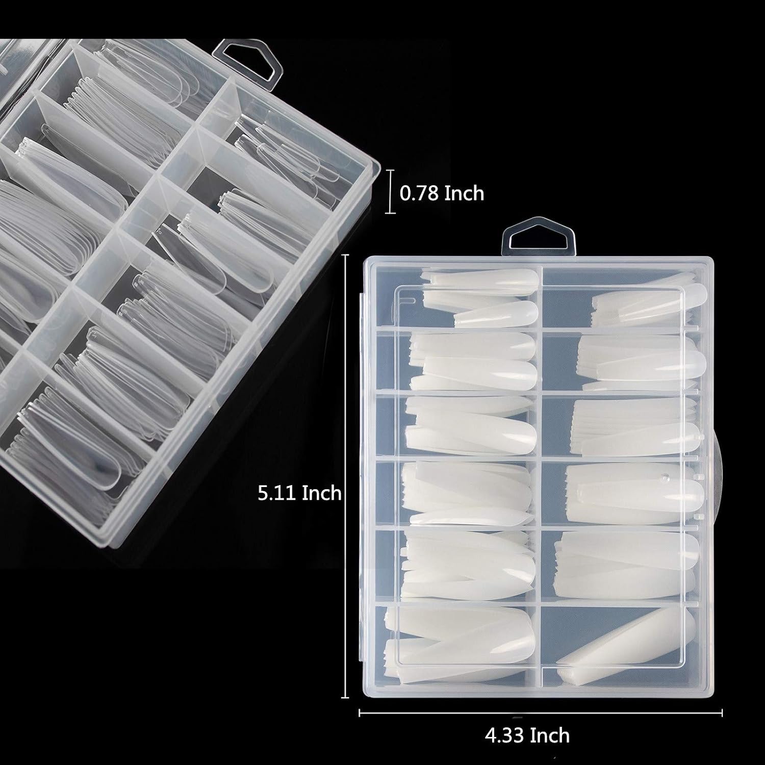Vcedas Extra Long Square Nail Tips 400PCS C Curve Straight Half Cover False Nails Natural/Clear Deep C/U Curved Tips Square Shape French False Nail with Box