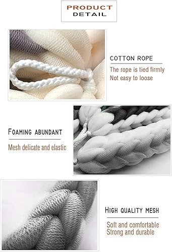 Miniatura 6 de AARAINBOW Paquete de 2 esponjas de espalda elásticas largas mejoradas con asas de cuerda, esponja de malla para baño, ducha, esponja exfoliante