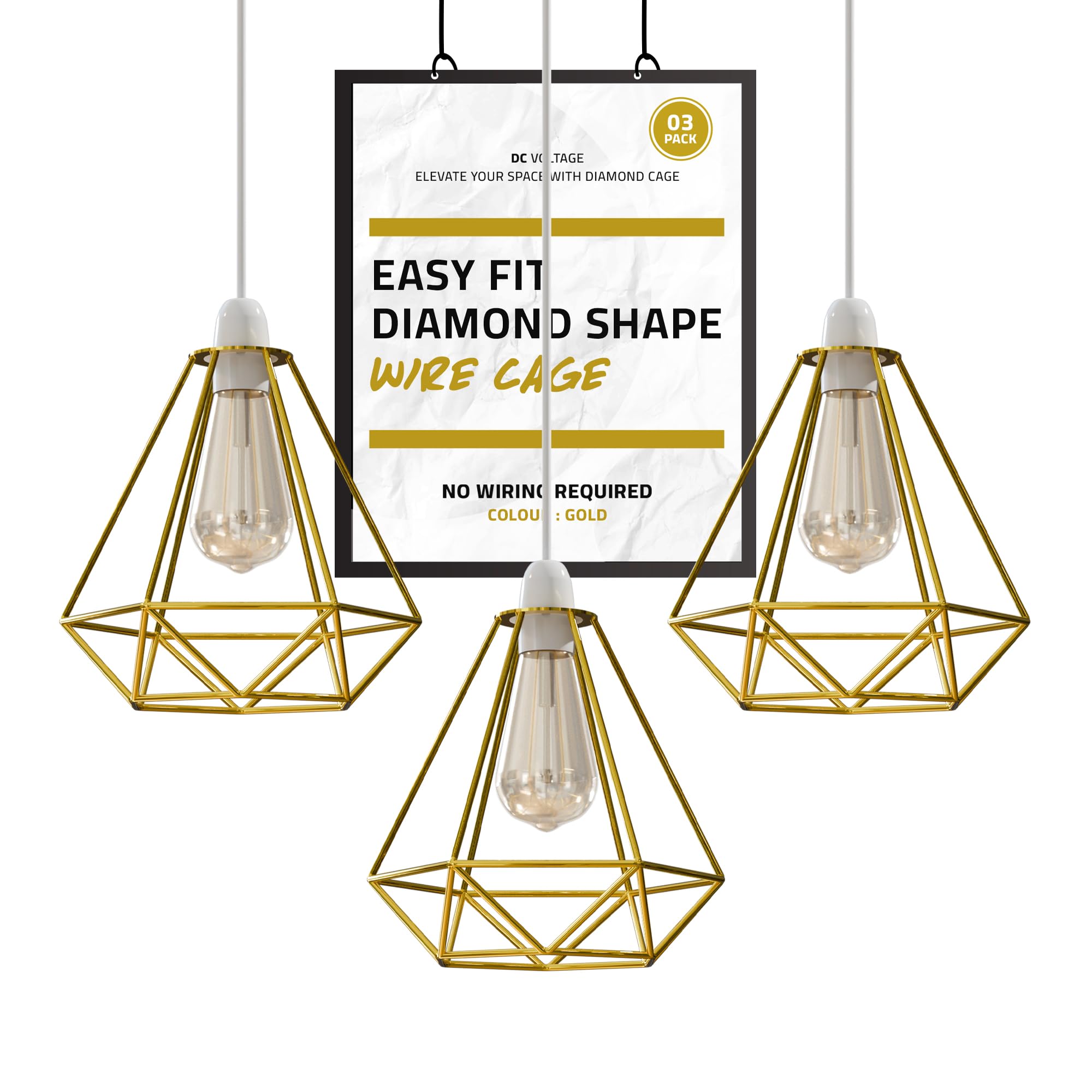 DC Voltage 3 Pack Ceiling Light Wire Basket Metal Basket Pendant Lighting Ceiling Light Shade lamp Shades Ceiling for Indoor Pendant Lights Ceiling Fitting Light fixtures โ image 1