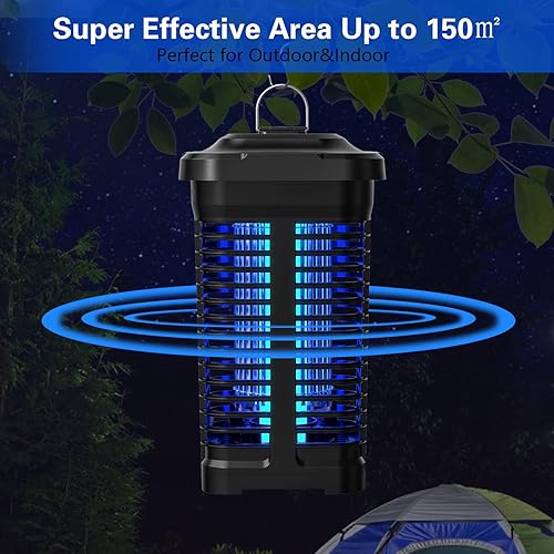 Miniatura 8 de Bug Zapper, 4300 V 20 W AoliGer eléctrico para interiores y exteriores, matamosquitos, trampa para mosquitos, matamoscas con sensor de luz,