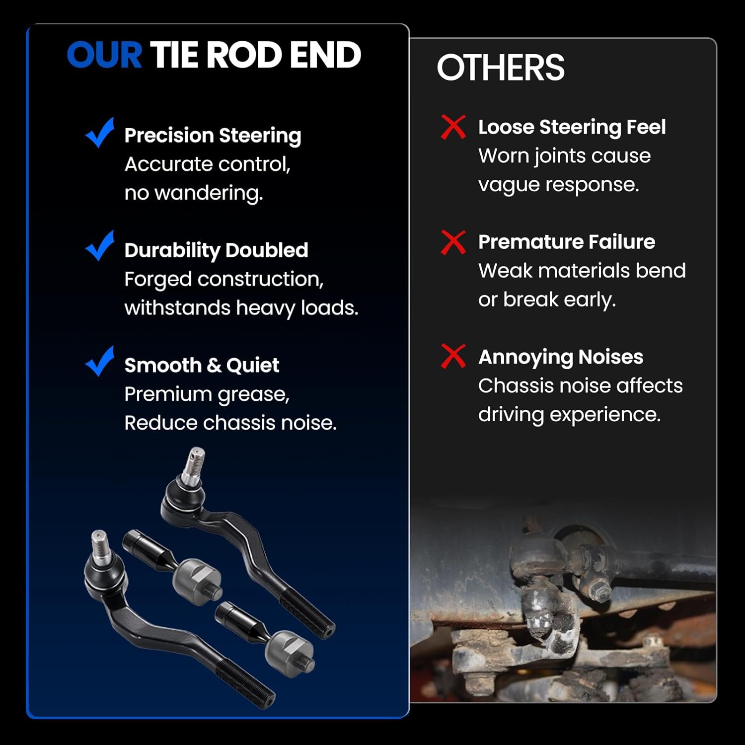 4-PC Tie Rod Ends Kits Compatible with Toyota Tacoma 1995-2004,2xOuter tie rod ES3546 ES3545,2xInner tie rod EV433