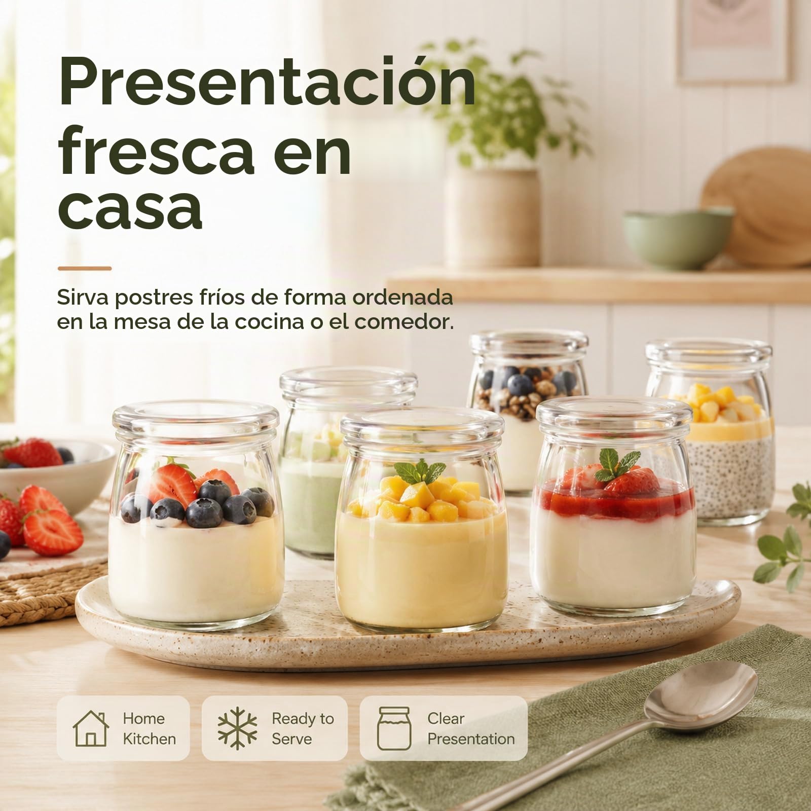 JMIATRY 36 Vasos Yogurtera Con Tapa 150 ml, Vasos Yogurtera, Botes de Cristal con Tapa pare Yogures, Postres y Natillas
