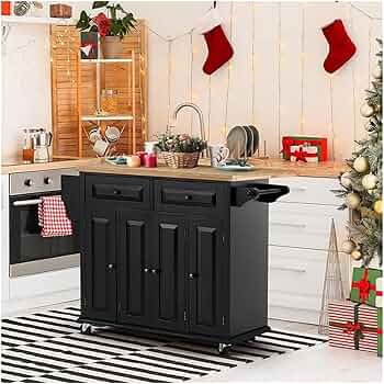 キャスター付き キッチンアイランドカートトロリーカート 木製テーブル 収納家具 71npu01hxWL._AC_UF350,