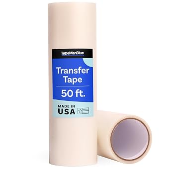 TapeManBlue Clear Transfer Tape for Vinyl, 12" x 50 Roll, Made in America, Premium Vinyl Transfer Tape for Crafts, Decals, and Letters