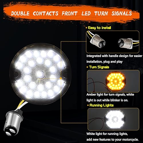 Miniatura 2 de 1157 Luces traseras LED delanteras 1156, luces traseras de freno de motocicleta planas de 3 14 pulgadas para Harley Touring Road King Electra Glide