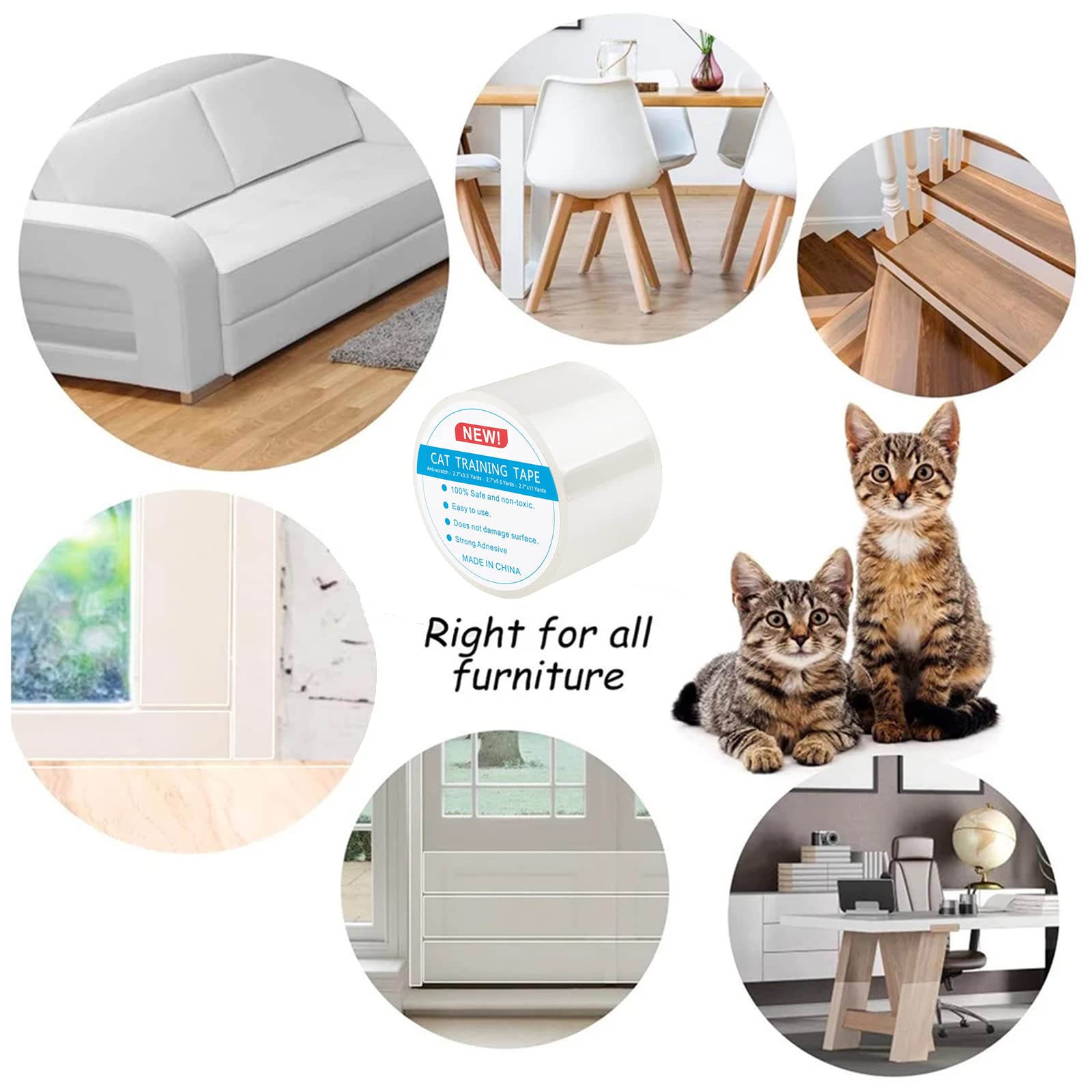 Cinta De Entrenamiento Anti Arañazos para Gatos,Protector De Muebles Gatos,Transparente Autoadhesivas De Gato Protector, Protector De Muebles para Sofá, Alfombra, Puertas,5m