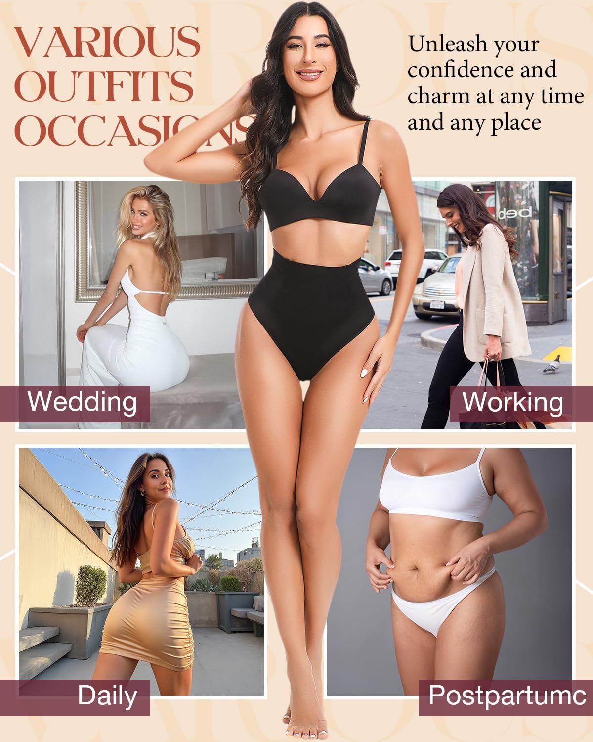 Tummy Control Shapewear Thong for Women High Waisted Shaping Underwear Seamless Body Shaper Panties - Image 7