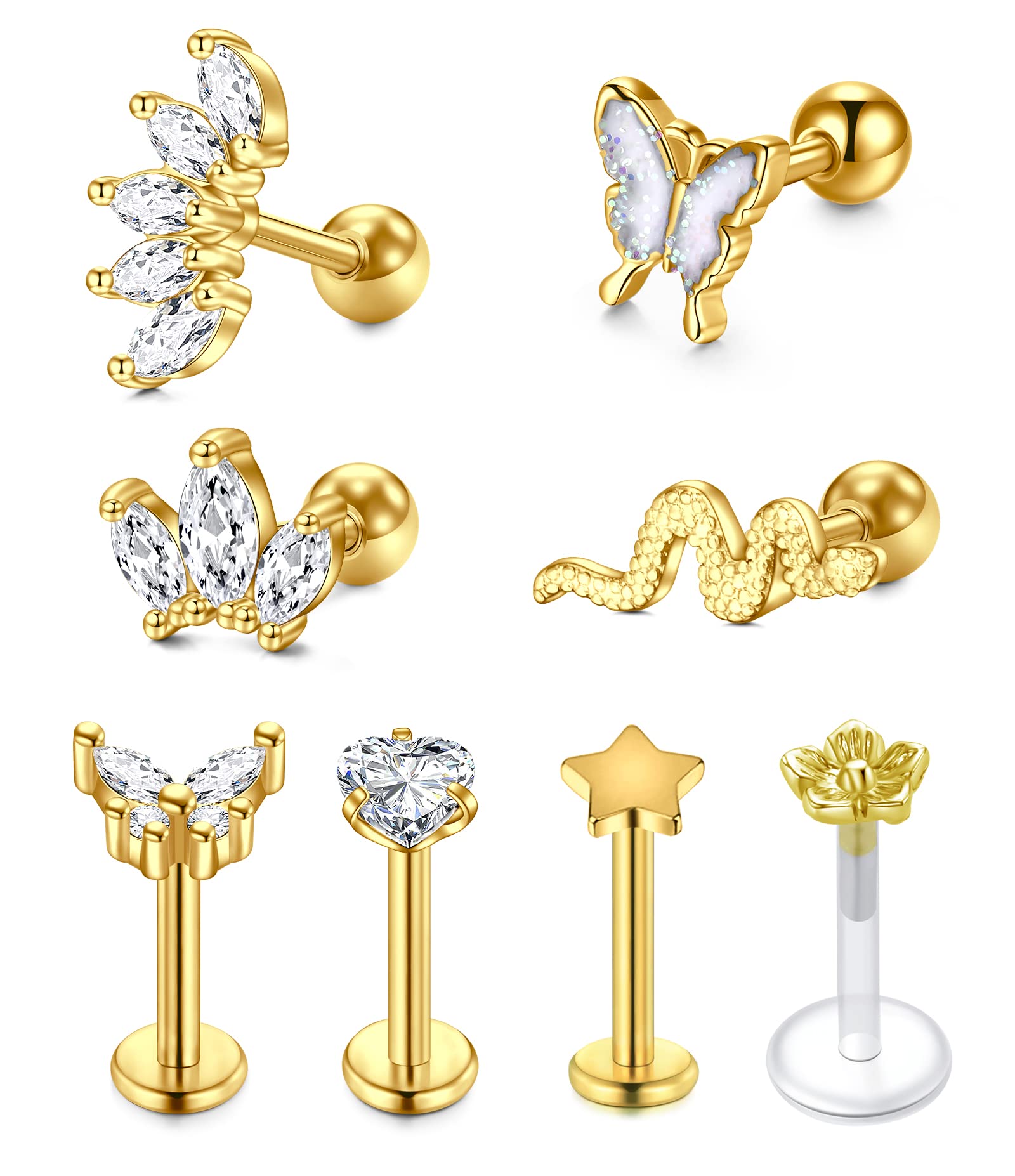 VFUN Acero Inoxidable Piercing Tragus 16G Segment Hinged Clicker Piercing Helix Cartilago Piercing Labio 10 Piezas para Mujeres Hombres