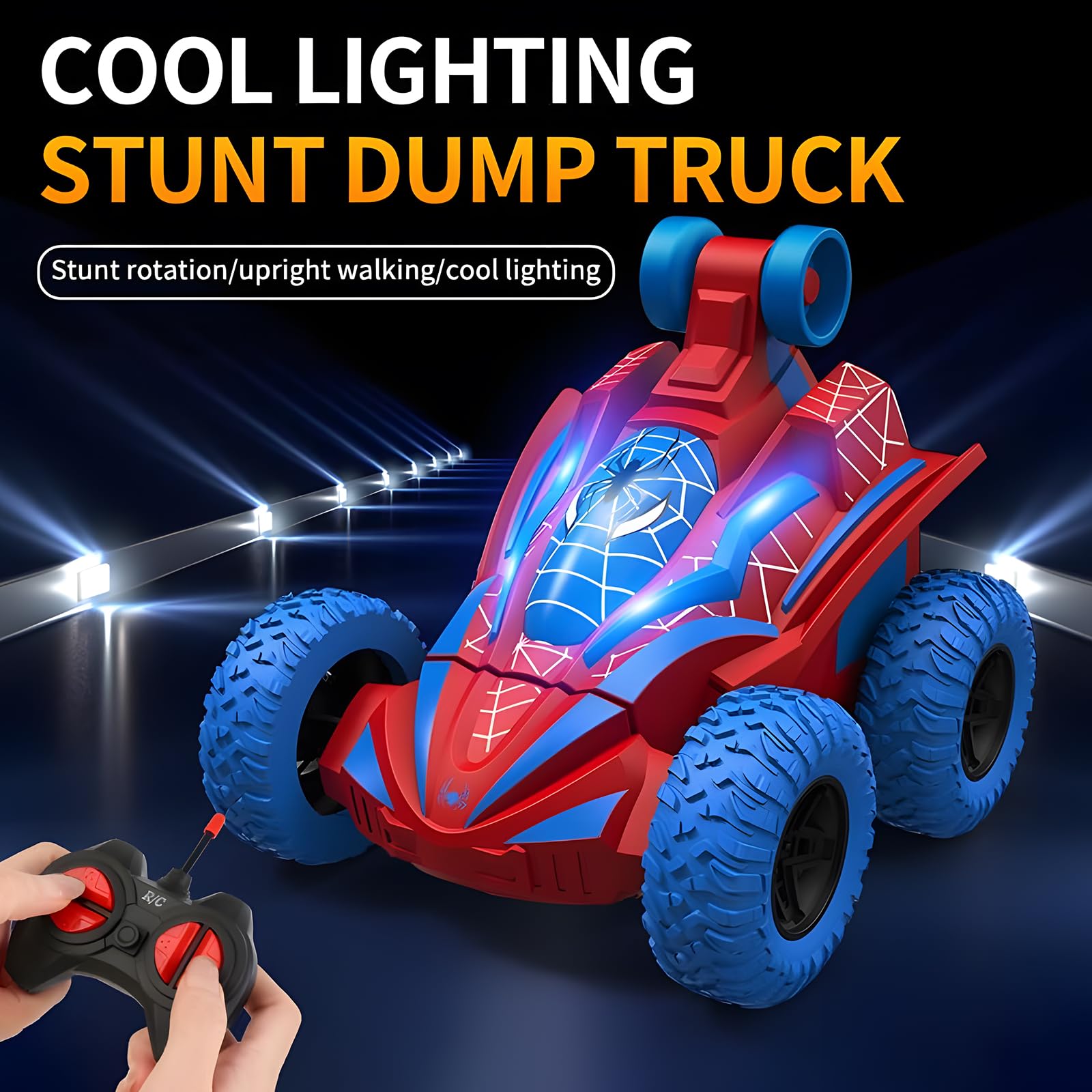 Coche Teledirigido Niños 3 4 5 6 7 8 Años, Monster Truck Carro Telecomandado Criança con Luces, Spider Coche RC Radiocontrol 360 Grados de Rotación Remote Control Car Regalo Cumpleaños Navidad