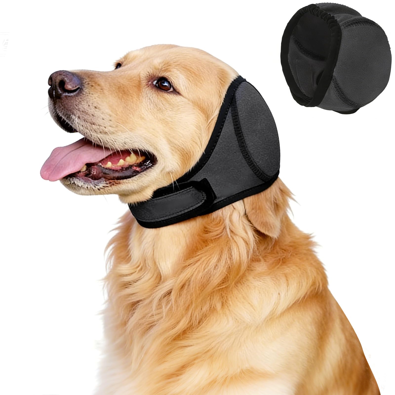Dog Ear Cover,Dog Ear Muffs Noise Protection, Waterproof Adjustable Neoprene Ear Protector for Hematoma, Anxiety Relief, Swimming, Bathing, Grooming & Drying (Grey, M)