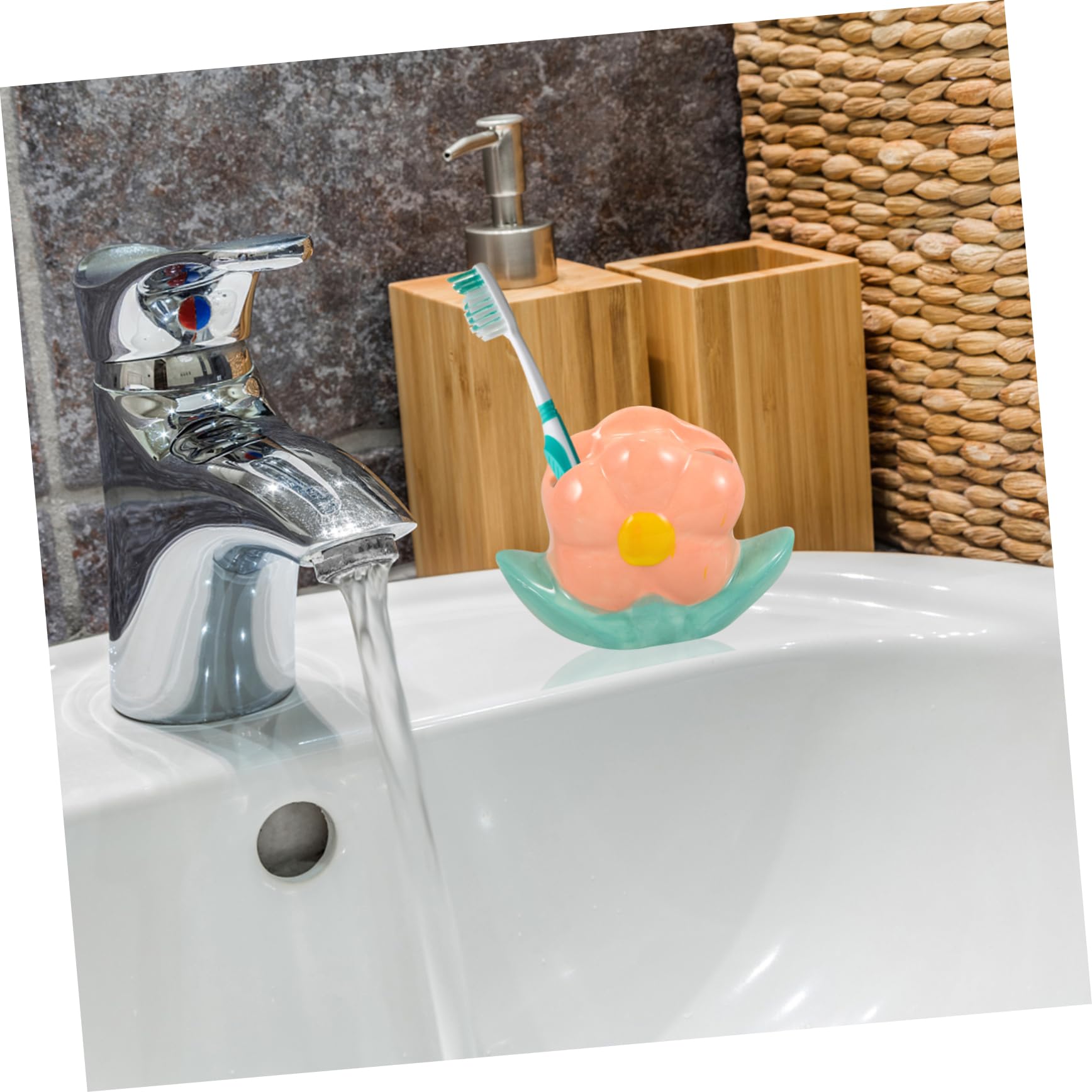 5 Pz Portaspazzolini Contenitore spazzolini accessori bagno bagno portapenne spazzolino spazzolini da denti porta penna Porta spazzolini da banco ceramica rosa Alipis