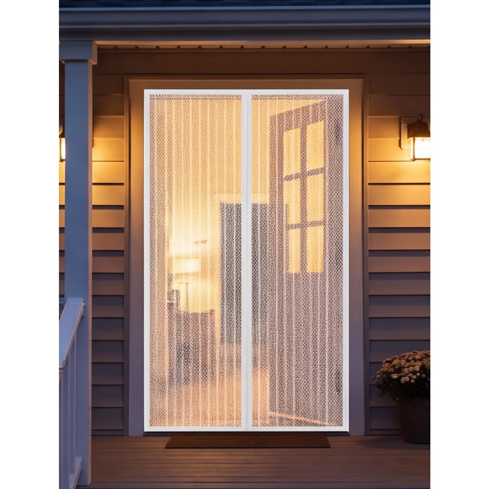 Goutui White Magnetic Door Screen 82 X 286 Cm Frame Hook & Loop Hundreds Of Sizes Fly Nets For Doors With Powerful Magnets Keeps Bugs Out No Drill Installation Automatically Closes,