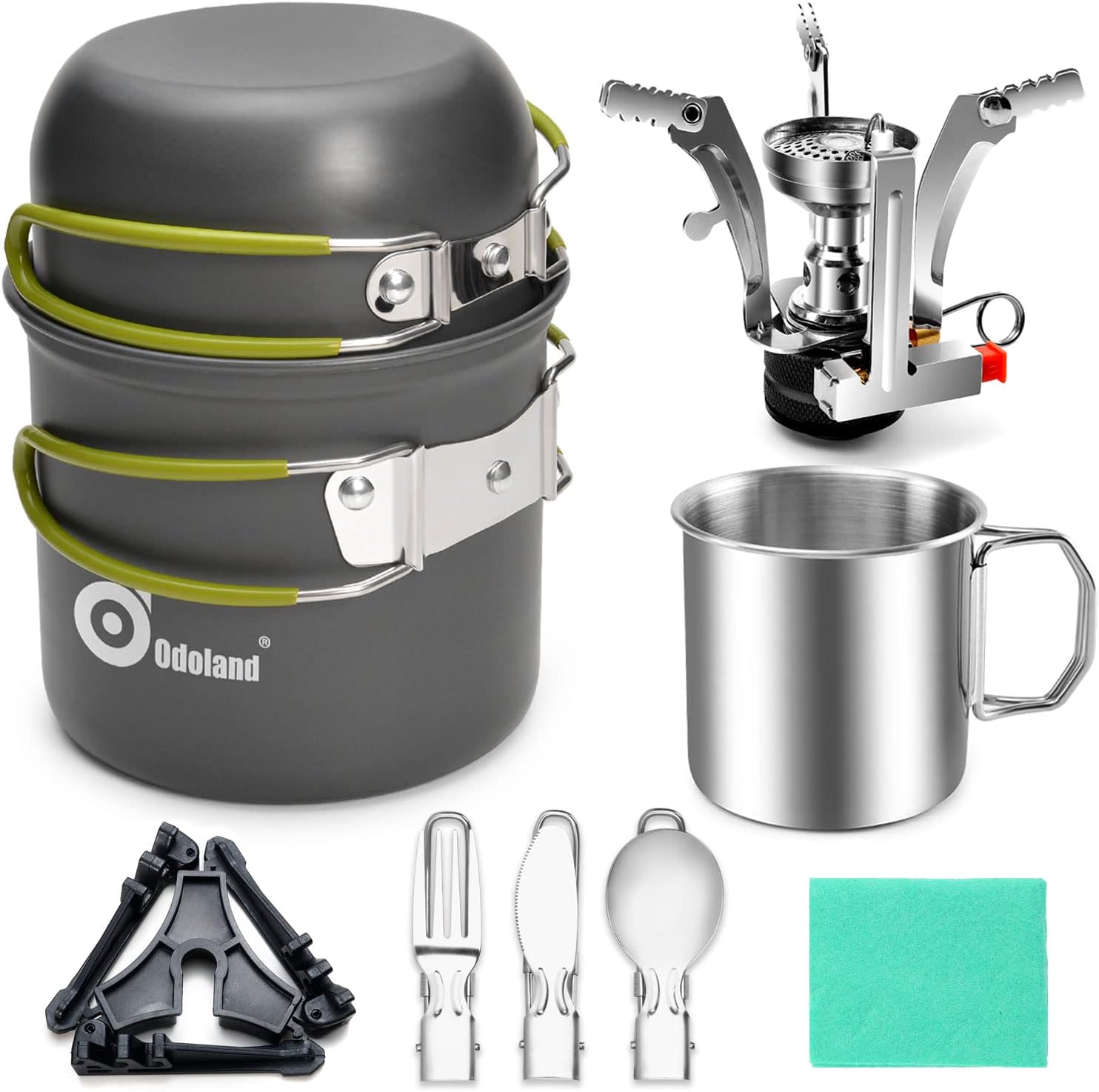 Odoland Camping Crockery Set Camping Cooking Set Pots Amazon.co.uk