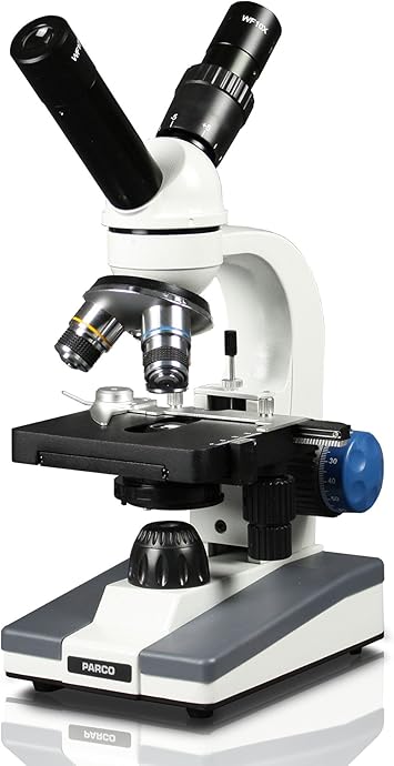 Parco Scientific PBC-545SLRC Dual View Elementary Level Compound Microscope, 10x WF & 25x WF Eyepiece, 40x1000x Magnification, Brightfield LED Illumination, Mechanical Stage, Rechargeable Battery