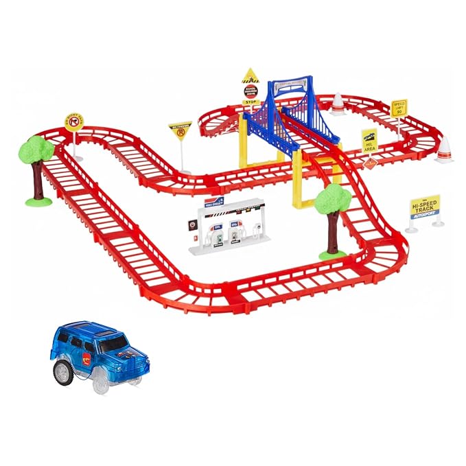 Amazon Brand - Jam & Honey Avengers-Themed Car Track Small Set | DIY Loop Race Track with Cars | 360° Racing Fun | Safe & Durable | BIS Certified