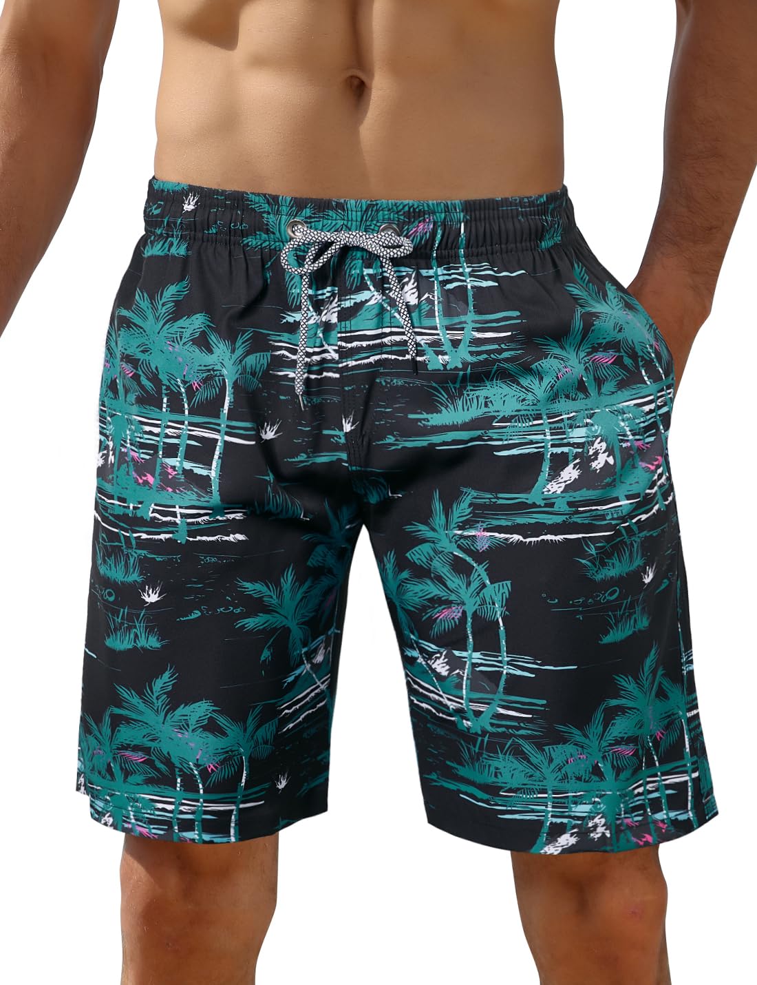 iCKER Herren Shorts Badehose Badeshorts Strand Shorts Beach Shorts Board Shorts Schnelltrocknend für Sommer