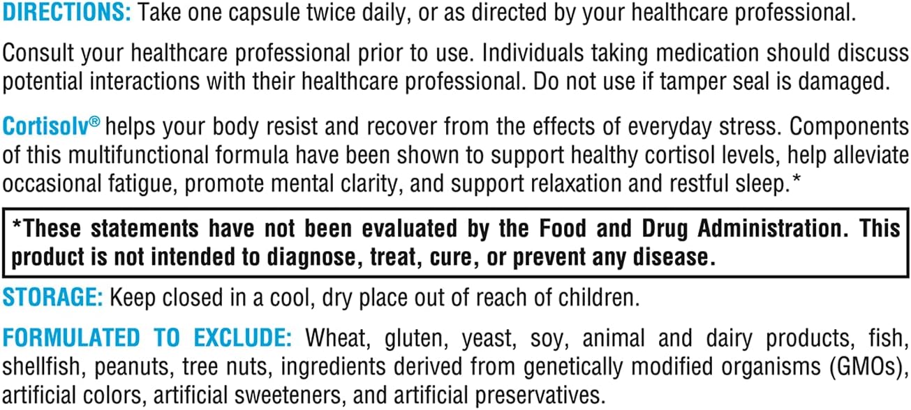 XYMOGEN Cortisolv - Natural Stress Buster - Supports Healthy Cortisol Levels, Energy, Relaxation, Mental Clarity - Banaba Leaf Extract, L-Theanine, Maral, Ashwagandha, Magnolia Bark Extract (60 Caps)