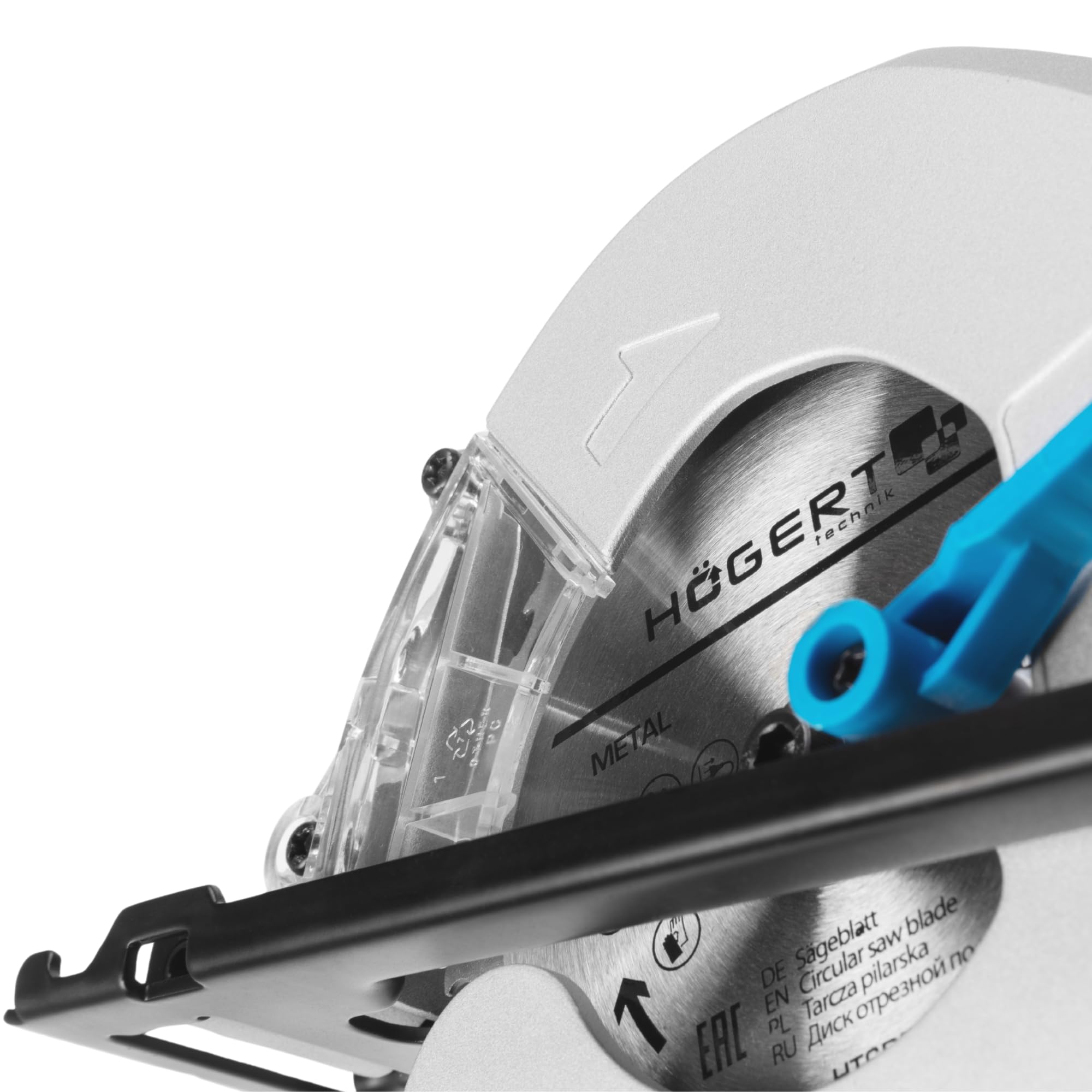HÖGERT TECHNIK Sierra Circular Manual a Batería 18V OneAccuSystem, motor sin escobillas, mini sierra circular para metal 120 mm, 4000 RPM, compacta y ligera, guía paralela, sin batería