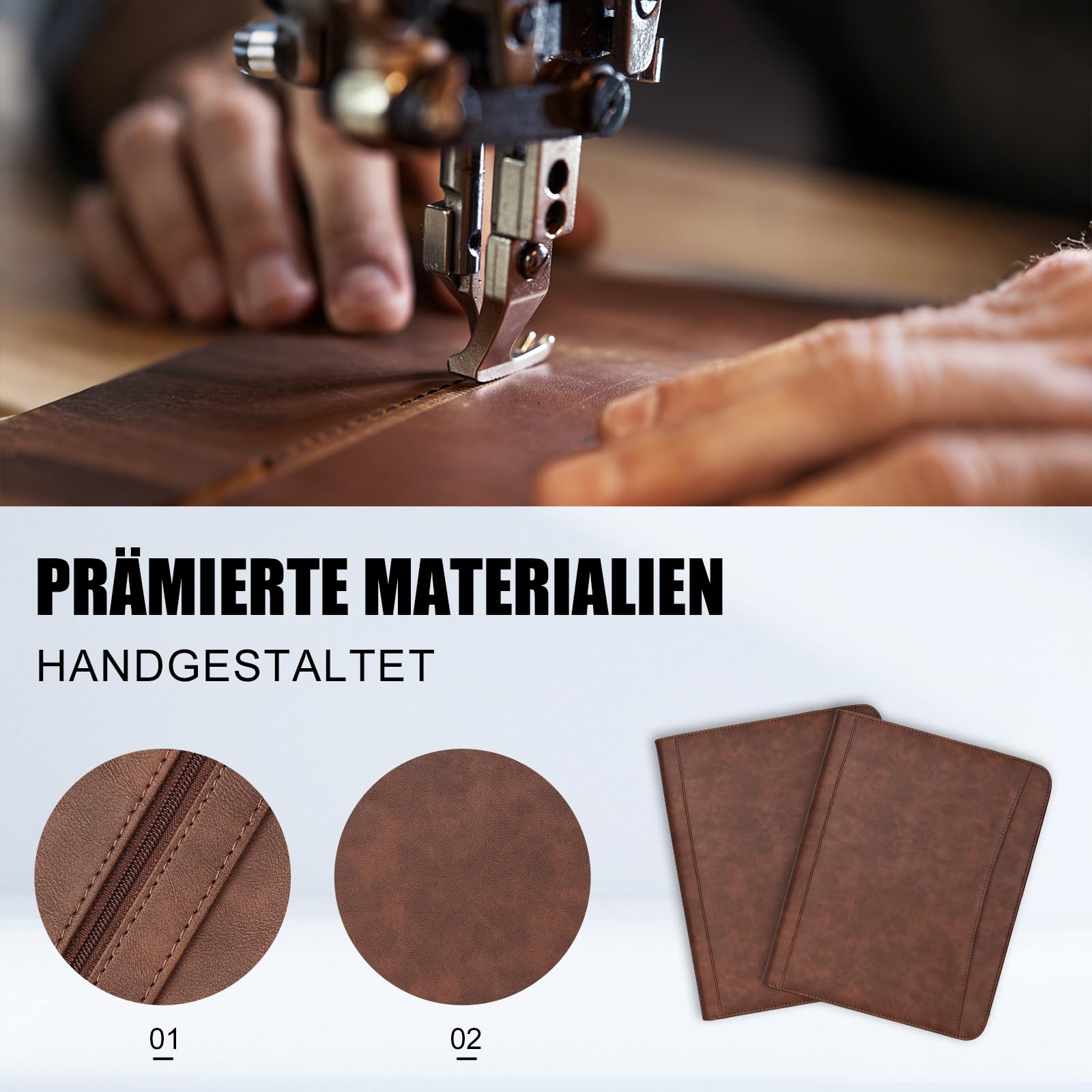Leathario Schreibmappe A4 mit 5er Register DIN A4，Konferenzmappe mit 4 Ringbuch，Dokumentenmappe mit Reißverschluss, Klemmbrett,Blumenmuster,Ordner für Meeting, Business,Mappe für Schule, Uni