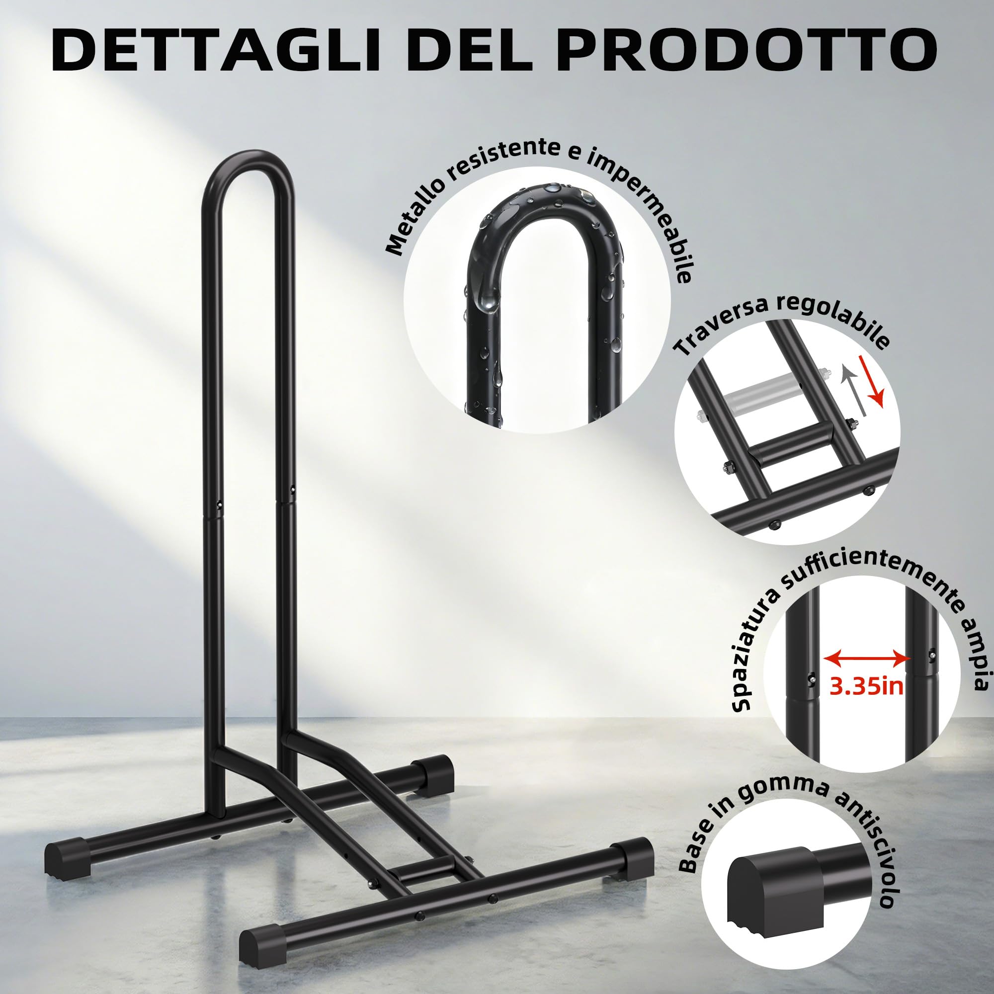 Urban Deco Portabici da Terra, Portabici Rimovibile Porta Bici da Terra, cavalletto Bici rastrelliera Biciclette per Mountain Bike Bici da Corsa MTB, Nero