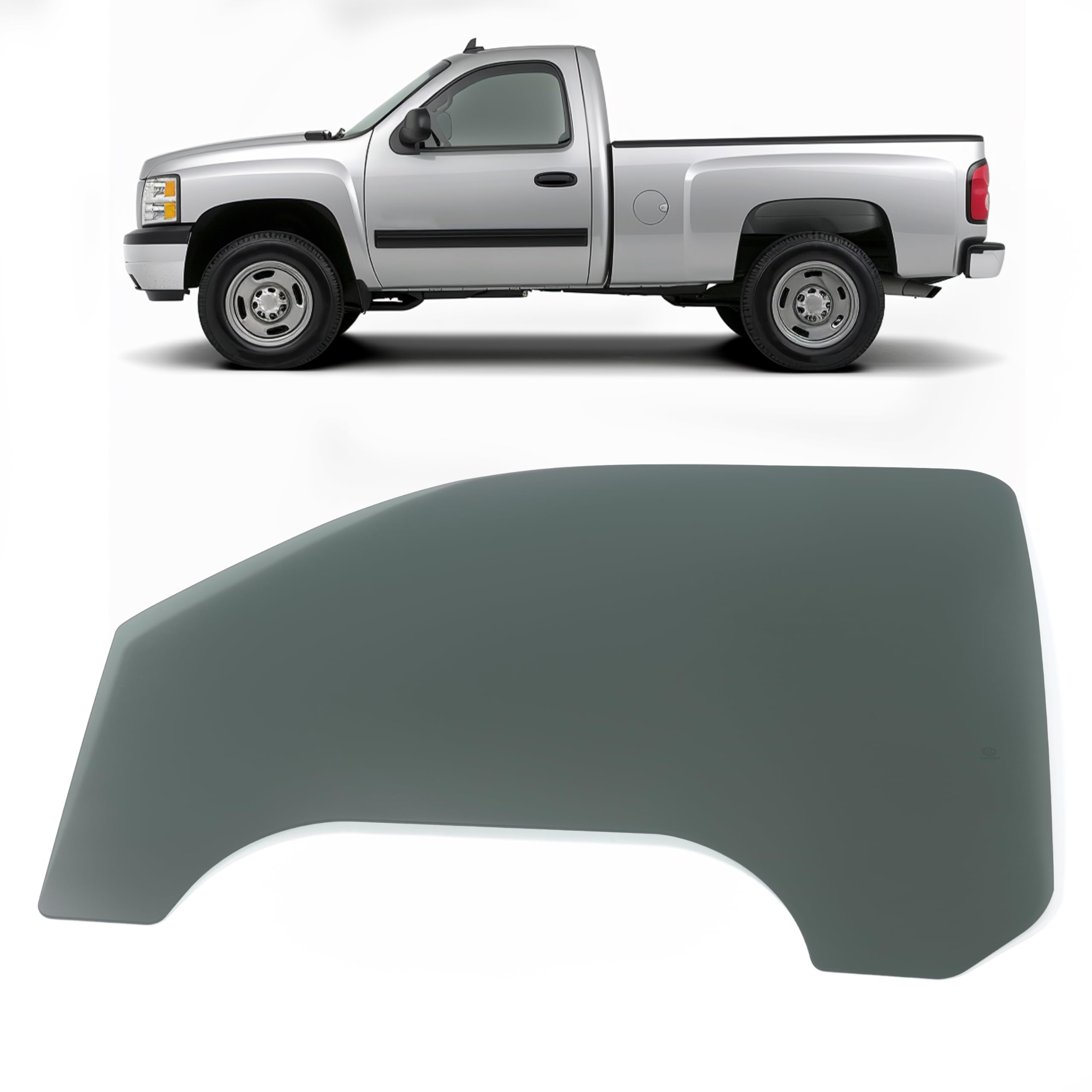 JMTAAT Front Driver Side Dark Tempered Glass Compatible with 1999-2006 GMC Sierra & Chevy Silverado / 2007 Sierra Classic & Silverado Classic Side