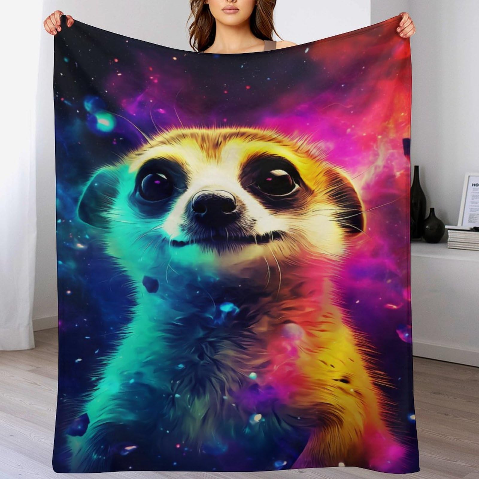 Manta para sofá de franela cálida Meerkat para tardes de cine en casa