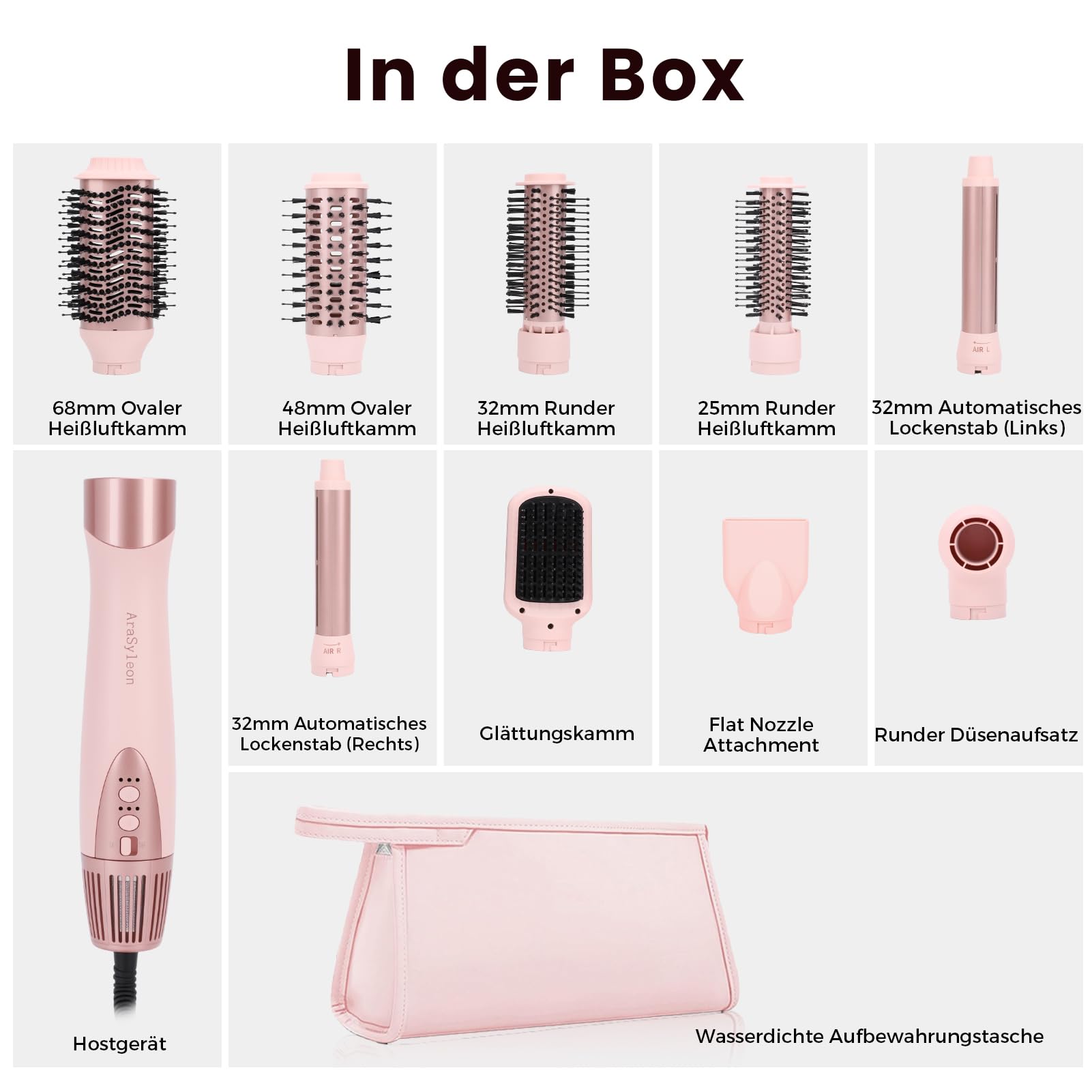9-In-1 Hairstyler & Airstyler mit Ionen, Lockenstab mit Coanda | Multifunktionaler Hairstyler (Föhn / Warmluftbürste / Glättbürste / Lockenstab), 1200W, 106.000 U/Min, inklusive Reisetasche