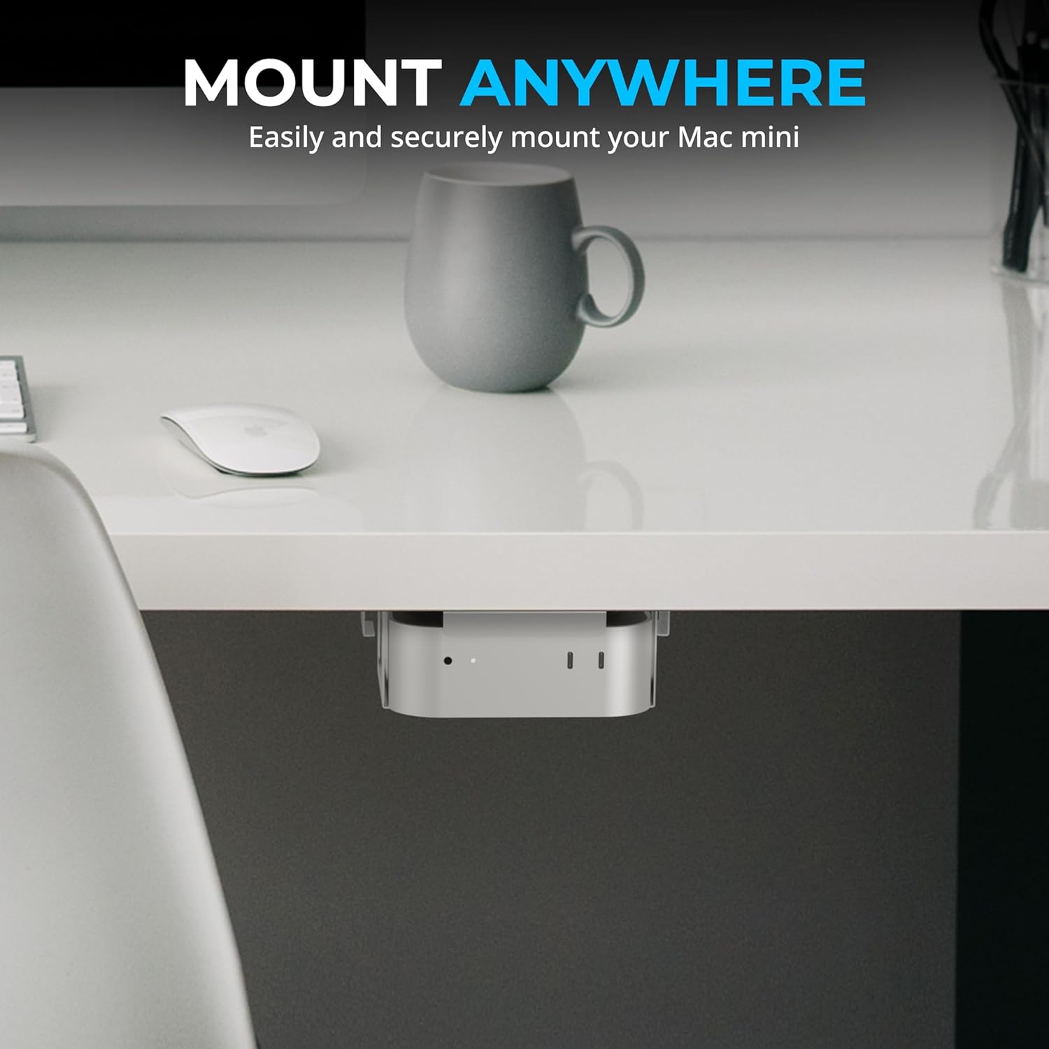 SABRENT Desk/Wall Flex-Mount for Mac mini (2024+) – Aluminum Scratch-Resistant Mount for Wall, Desk, or Surface – Enhanced Cable Management & Airflow – Mac mini Mounting Accessory (BK-MAC2)