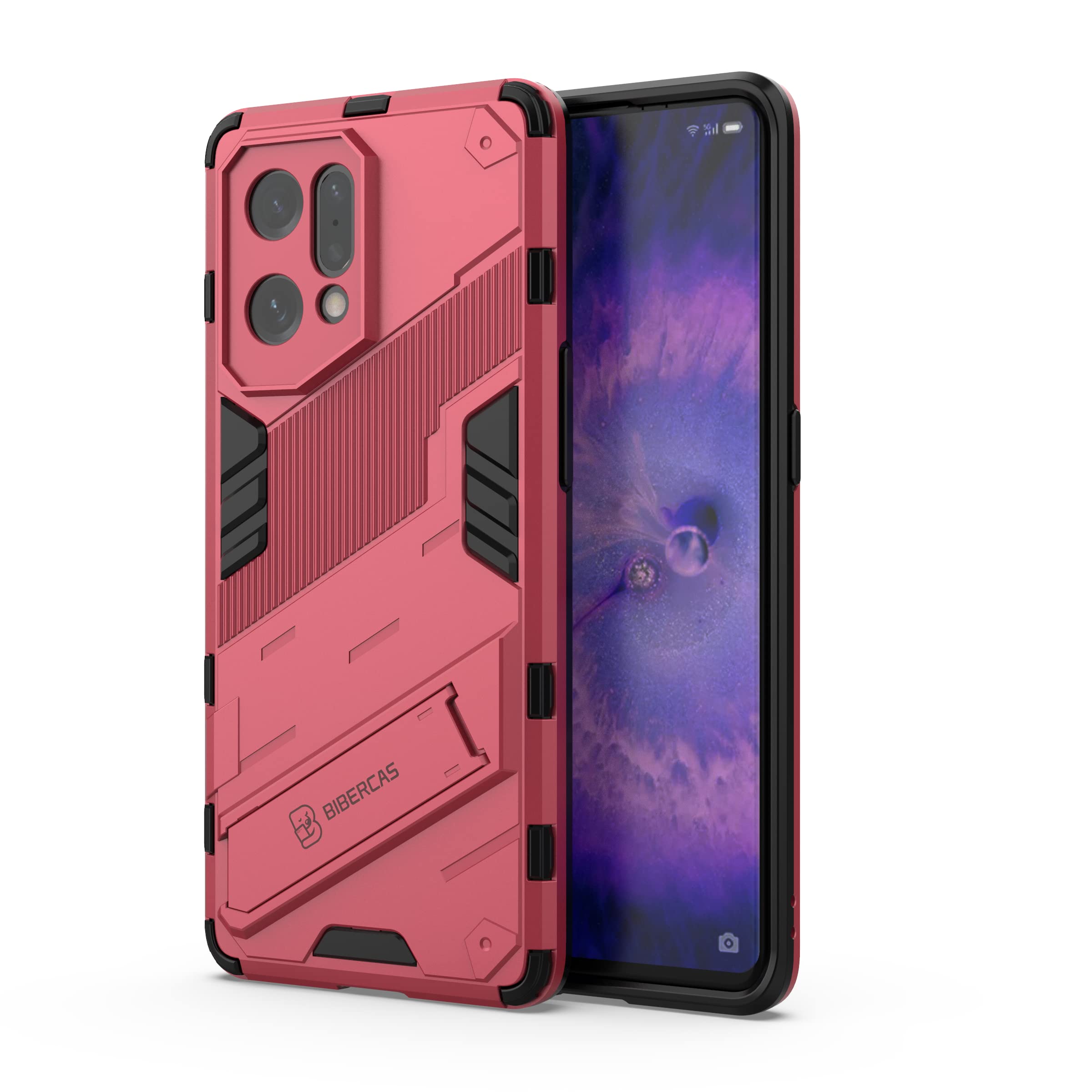 BaiBaiDY Case for Oppo Find X5 Phone case, Shock absorption, bracket, drop resistance, TPU + PC double-layer design, suitable for Oppo Find X5.(Pink)