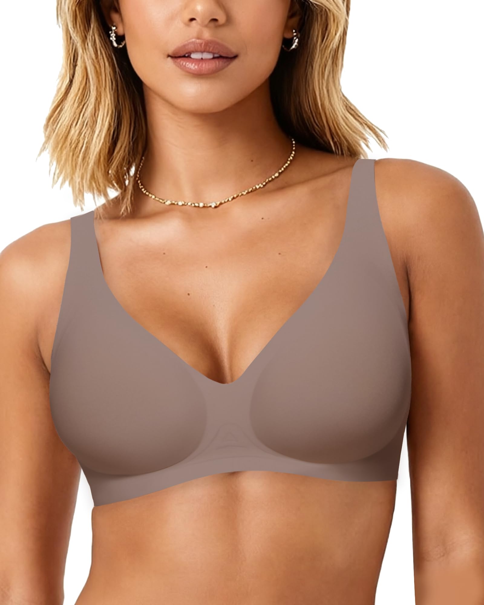 HORISUN Damen BH ohne Bügel, Comfy Bequemer Nahtloser Push-Up Bralette für Große Brüste mit Breiten Trägern Weicher Nahtlos Klassischer BHS für Damen