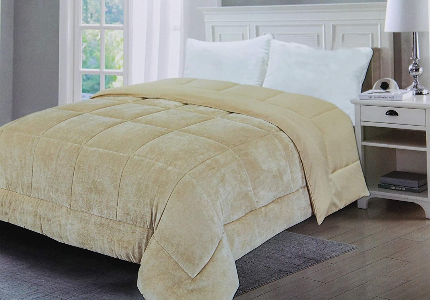 Corredocasa Trapunta piumone Coral Tinta Unita Caldo Vellutata Cinigliata Invernale Made in Italy per un Letto Morbido Piumino 4 Stagioni Double Face (Beige, Matrimoniale)
