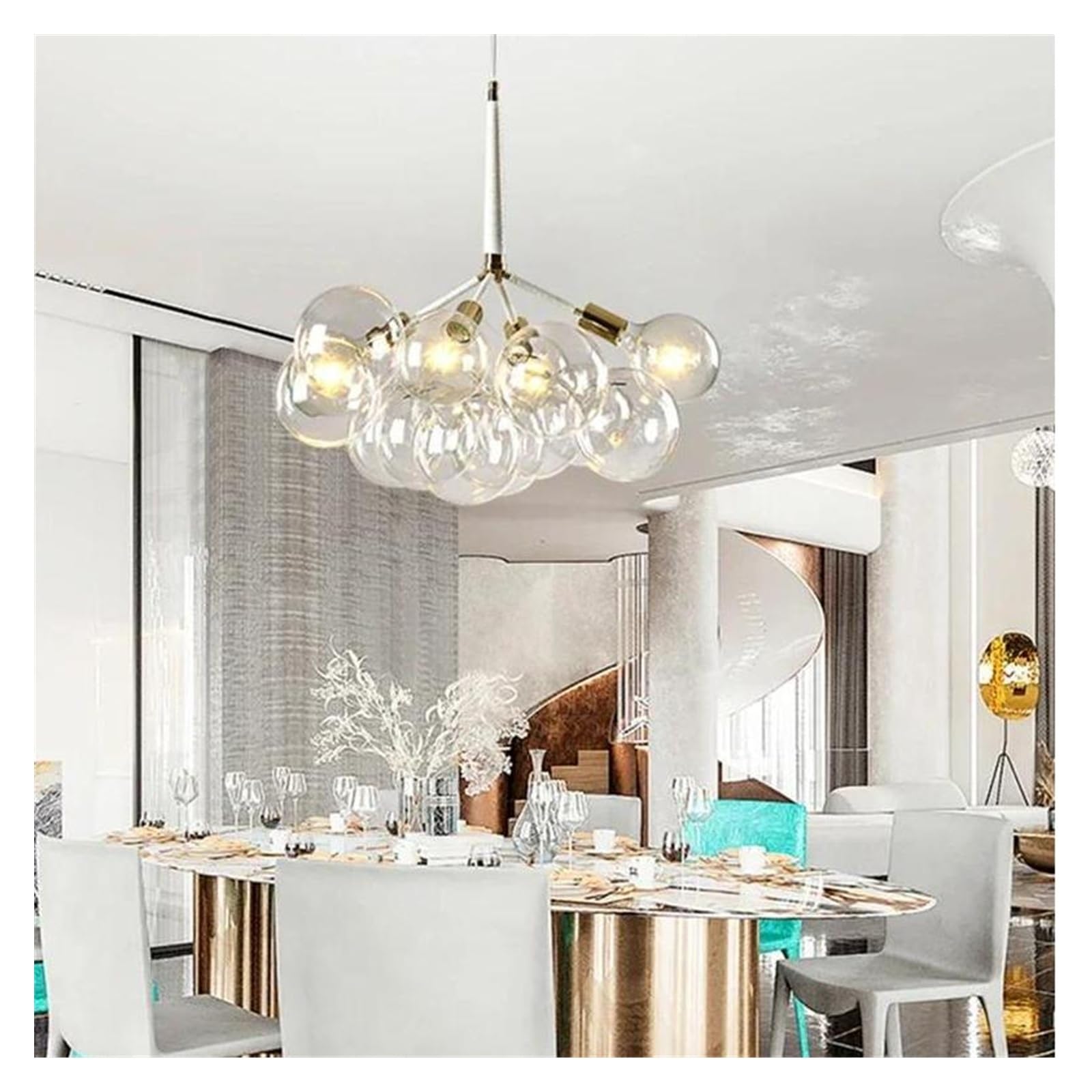 FZQSXAZU Chandelier, Nordic Bubbleball Led Chandelier Children's Room Warm Creative Pendant Lamp Living Restaurant Bedroom Glass ht Fixtures